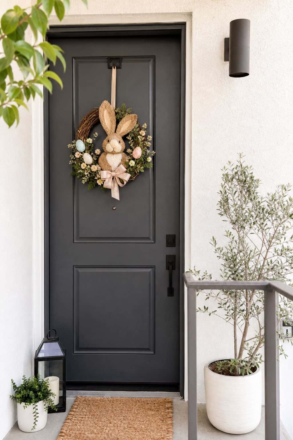 Hang an Easter Bunny Wreath small apartment idea for Top 16 Easter Outdoor Decoration Ideas for Every Part of Your Home.