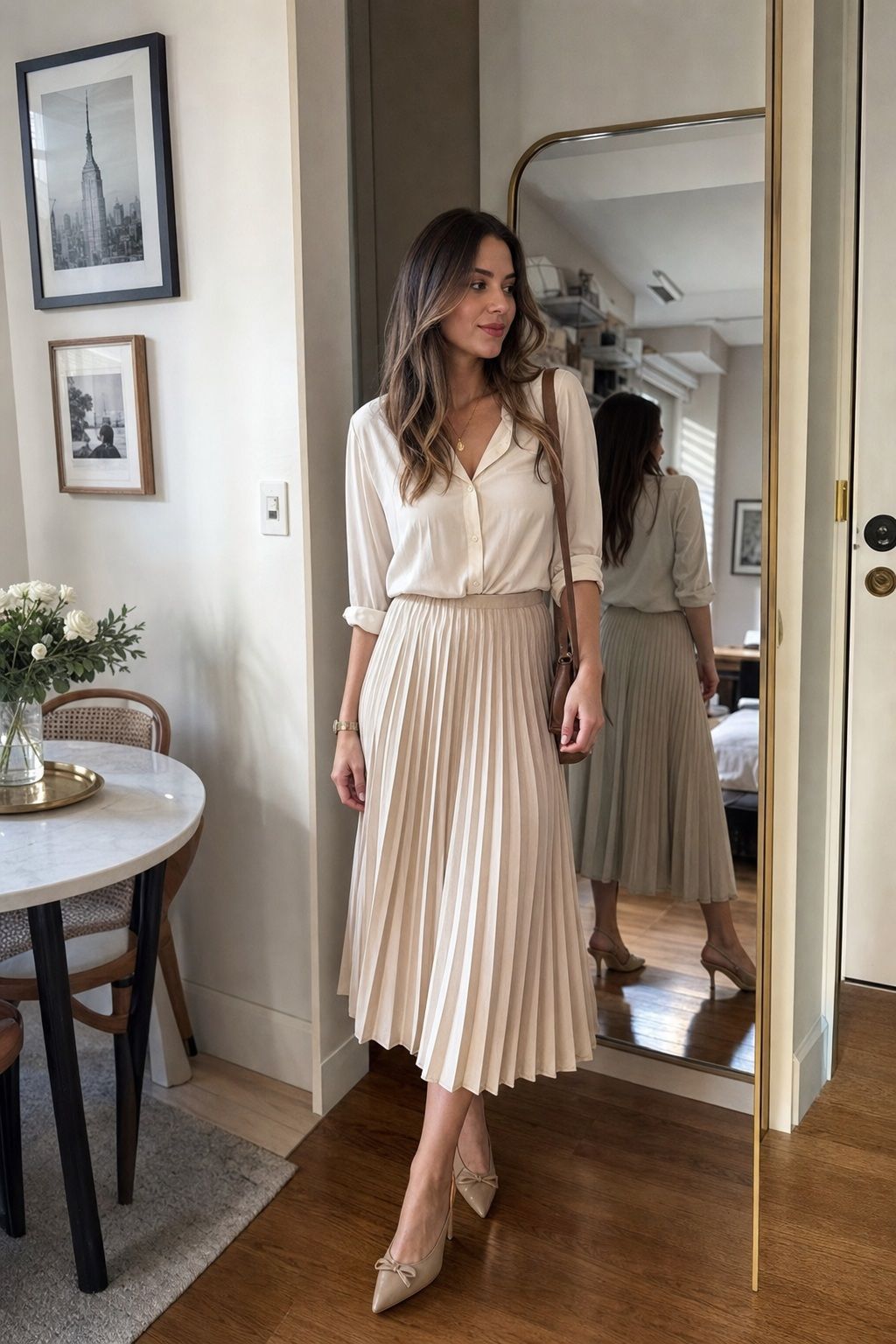 Pleated Skirt With a Blouse small apartment idea for Top 18 Easter Outfit Ideas for Women to Wear This Spring.