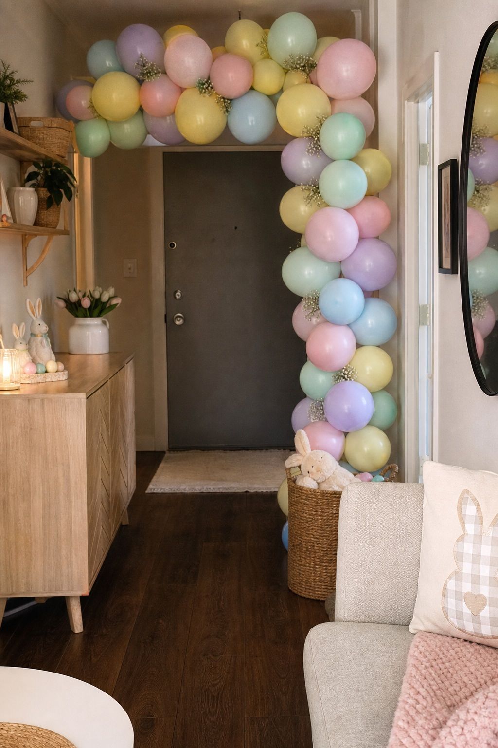 Create a Pastel Balloon Arch at the Entrance small apartment idea for Top 18 Easter Party Ideas for a Memorable Spring Gathering.