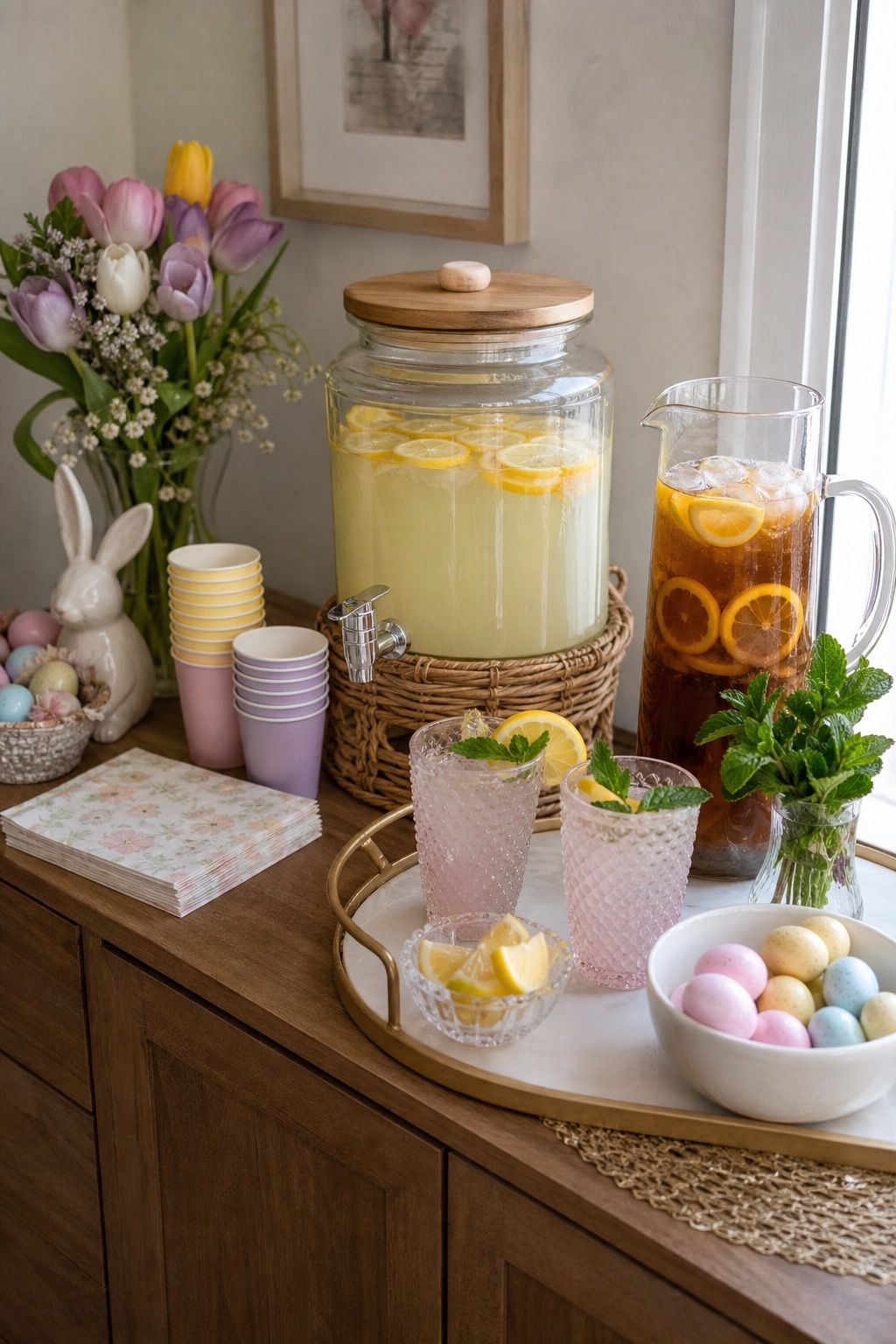 Offer a Spring Drink Station small apartment idea for Top 18 Easter Party Ideas for a Memorable Spring Gathering.