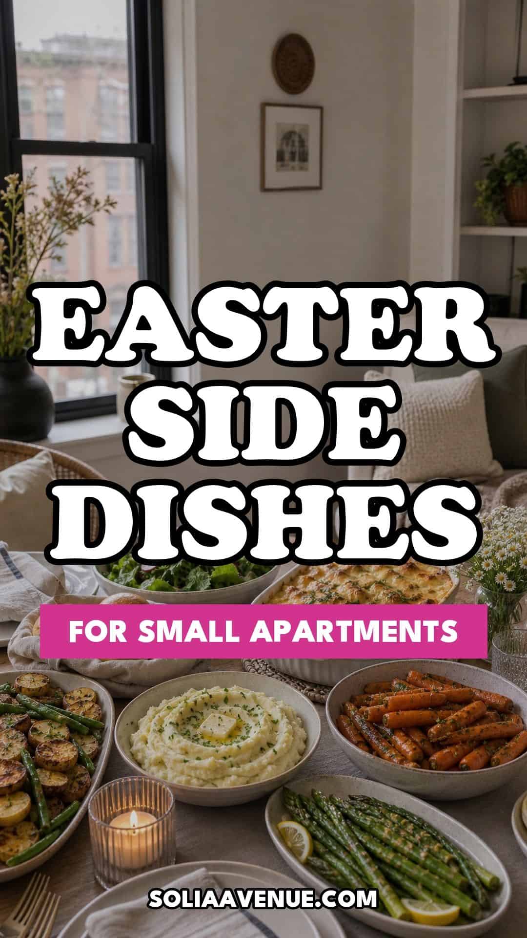Pinterest pin for Top 19 Easter Side Dishes to Complete Your Holiday Table for Small Apartments from Solia Avenue.