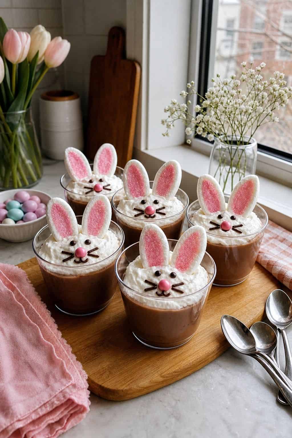 Easter Bunny Pudding Cups small apartment idea for Top 19 Easter Snacks and Appetizers for an Easy Spring Spread.