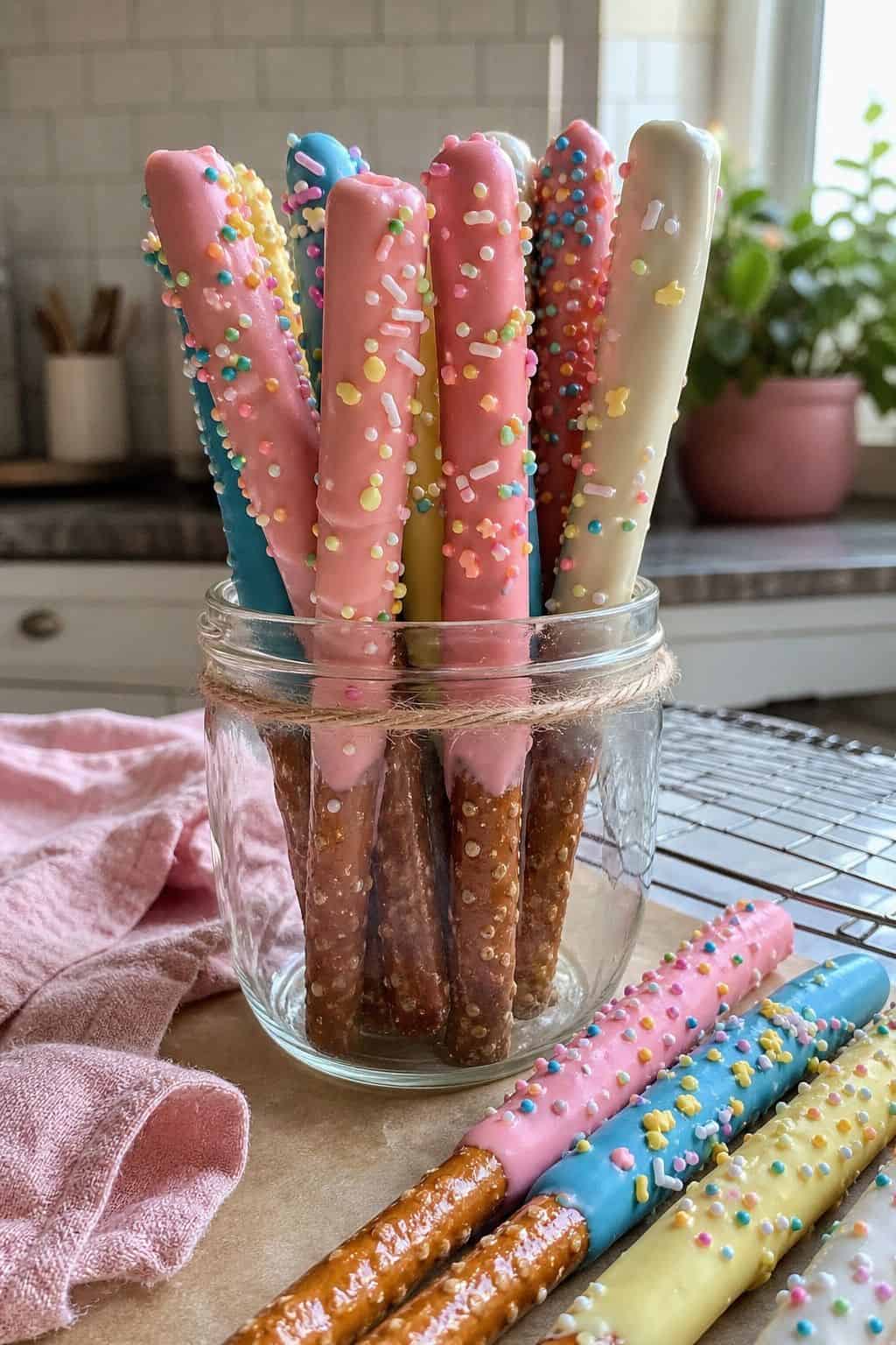 Chocolate-Covered Pretzel Rods small apartment idea for Top 19 Easter Snacks and Appetizers for an Easy Spring Spread.