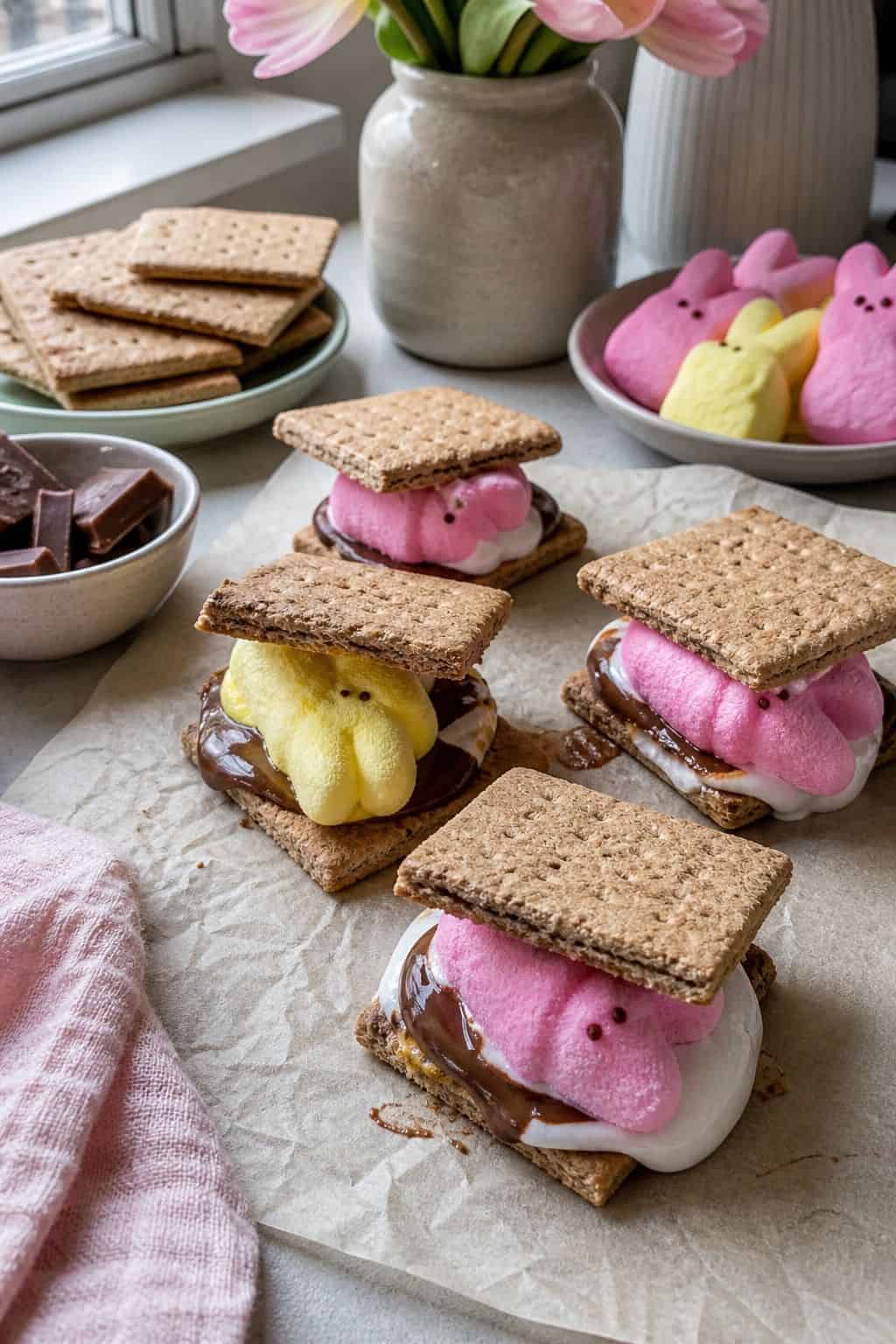 Easter Peep S'mores small apartment idea for Top 19 Easter Snacks and Appetizers for an Easy Spring Spread.