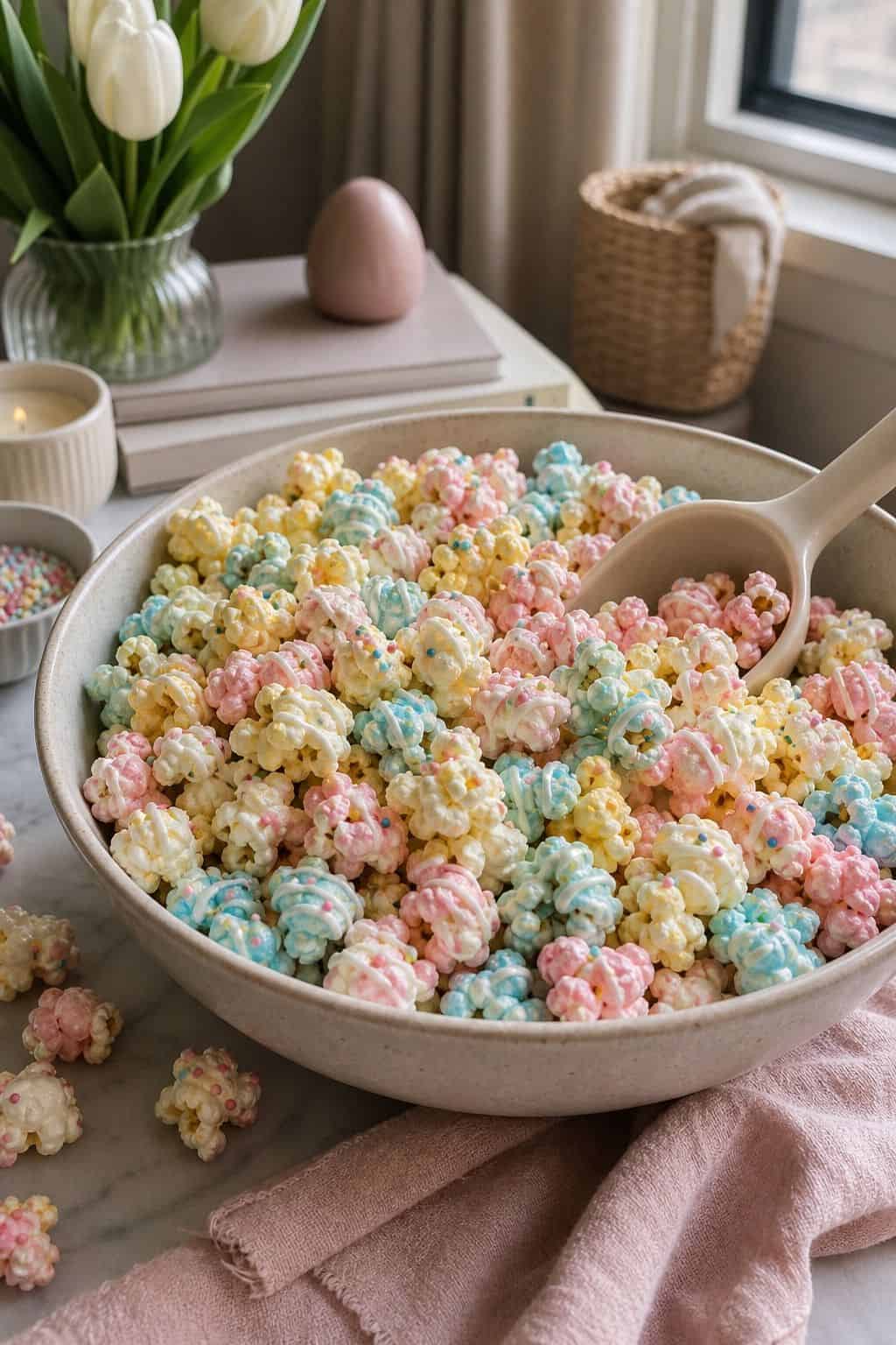 Pastel Popcorn small apartment idea for Top 19 Easter Snacks and Appetizers for an Easy Spring Spread.
