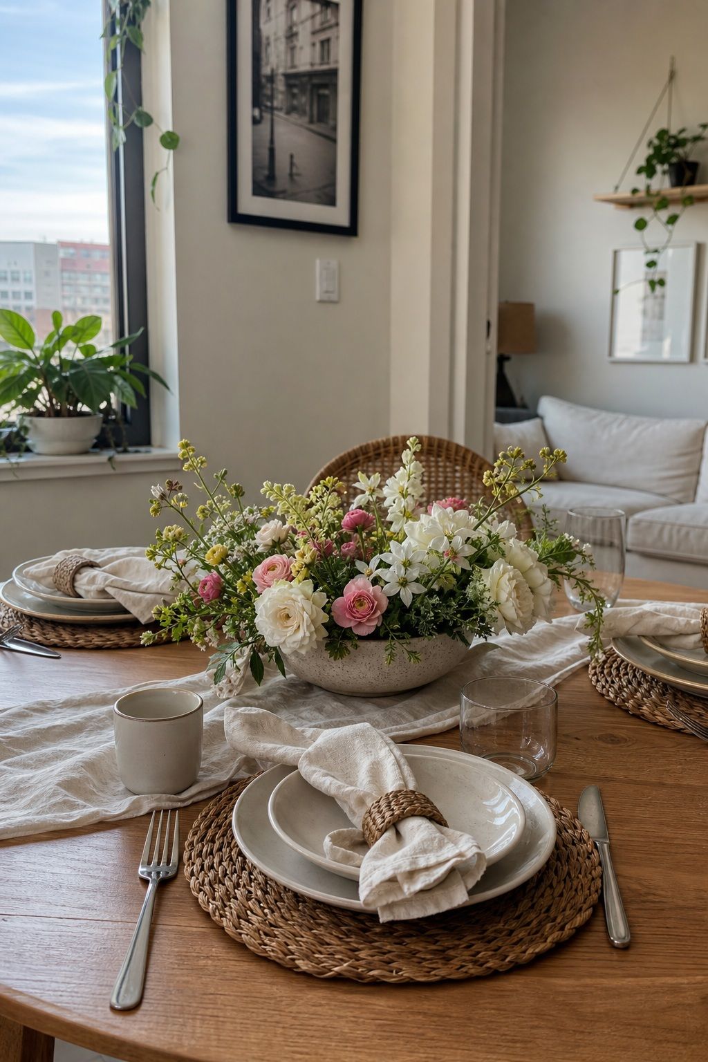 Build a Low Floral Centerpiece small apartment idea for Top 19 Easter Table Decorations to Set a Beautiful Holiday Table for Small Apartments.