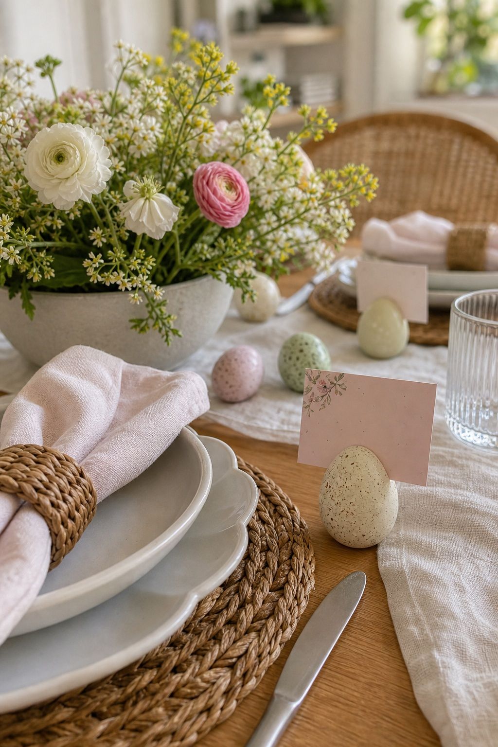 Use Egg Place Card Holders small apartment idea for Top 19 Easter Table Decorations to Set a Beautiful Holiday Table for Small Apartments.