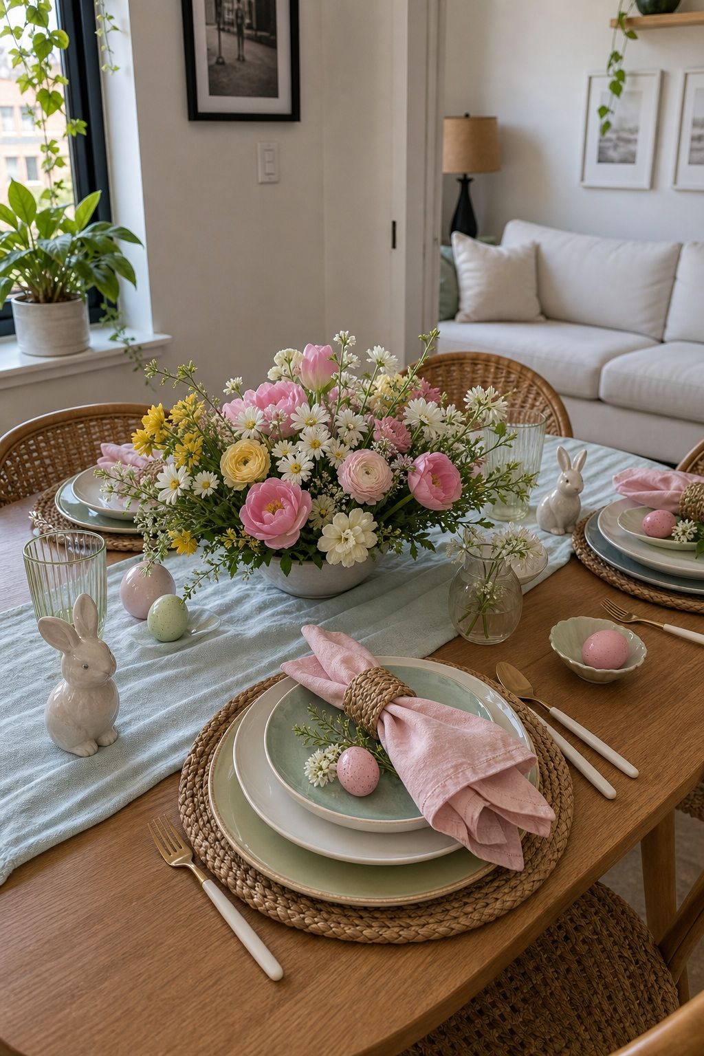 Decorate With a Spring Color Palette small apartment idea for Top 19 Easter Table Decorations to Set a Beautiful Holiday Table for Small Apartments.