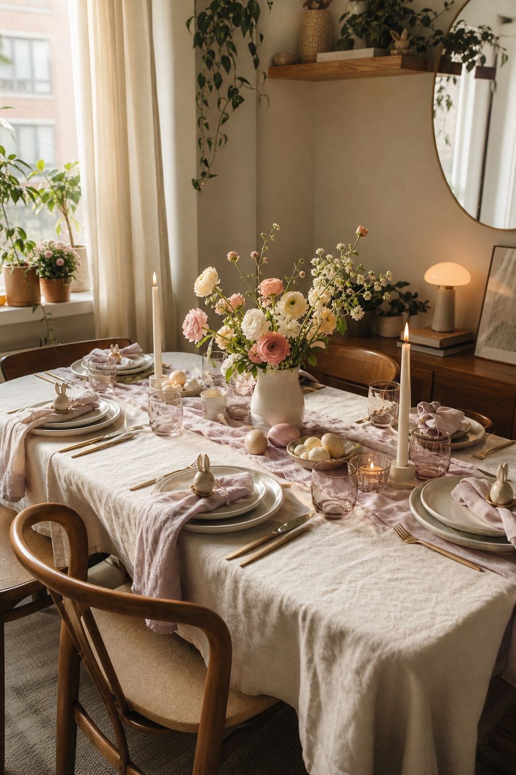 Style the Table for Connection, Not Competition small apartment idea for Top 18 Easter Tablescapes for a Beautifully Styled Spring Table in Small-Space Hosting.