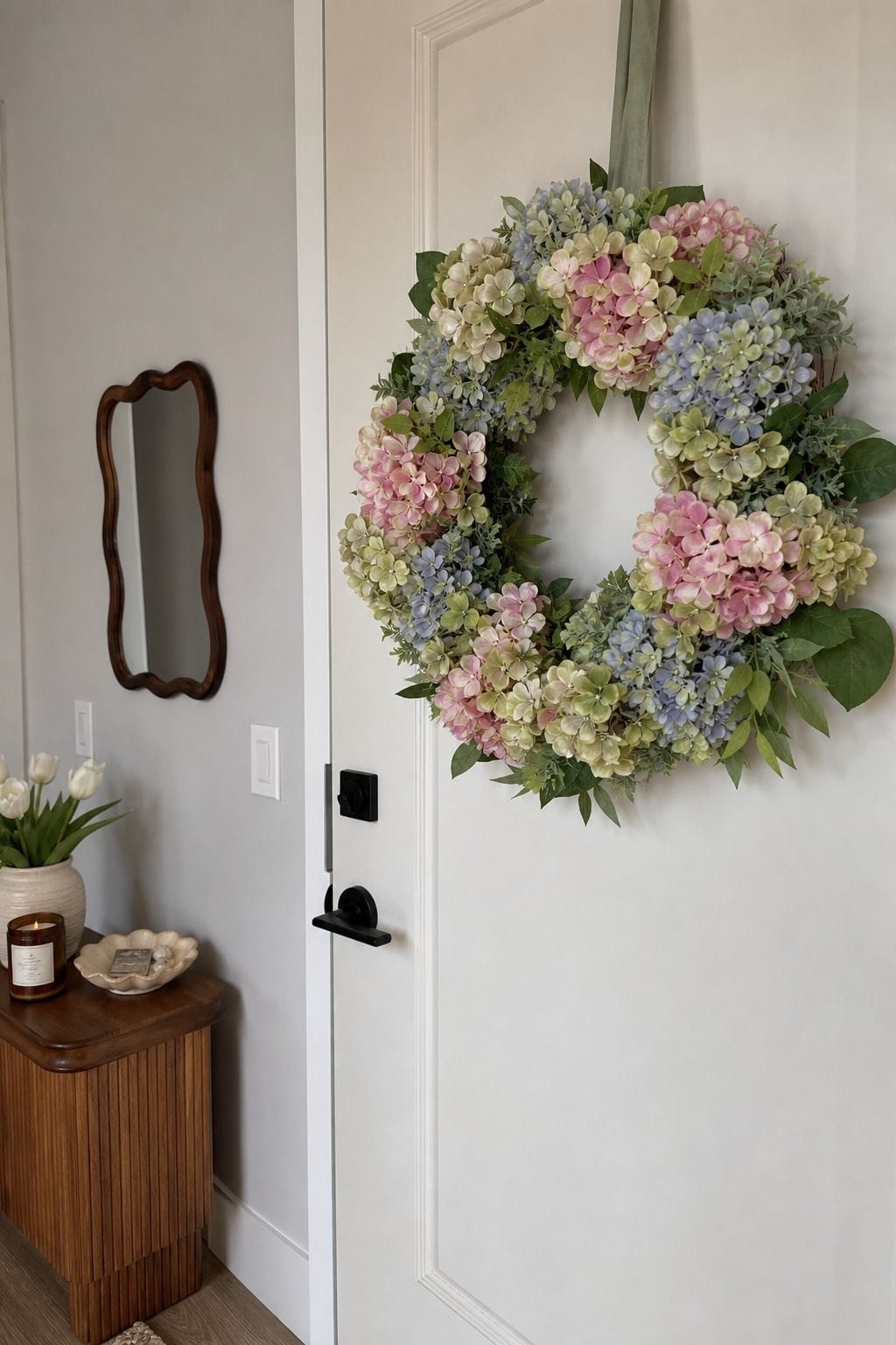 Make a Hydrangea Wreath for Lush Fullness small apartment idea for Top 18 Easter Wreath Ideas for a Fresh Spring Front Door.
