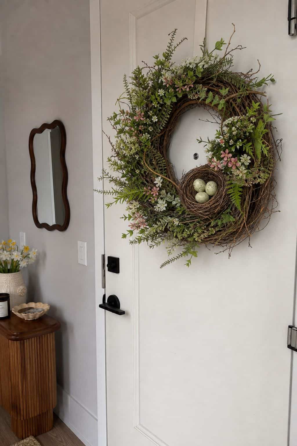 Design a Natural Nest Wreath small apartment idea for Top 18 Easter Wreath Ideas for a Fresh Spring Front Door.
