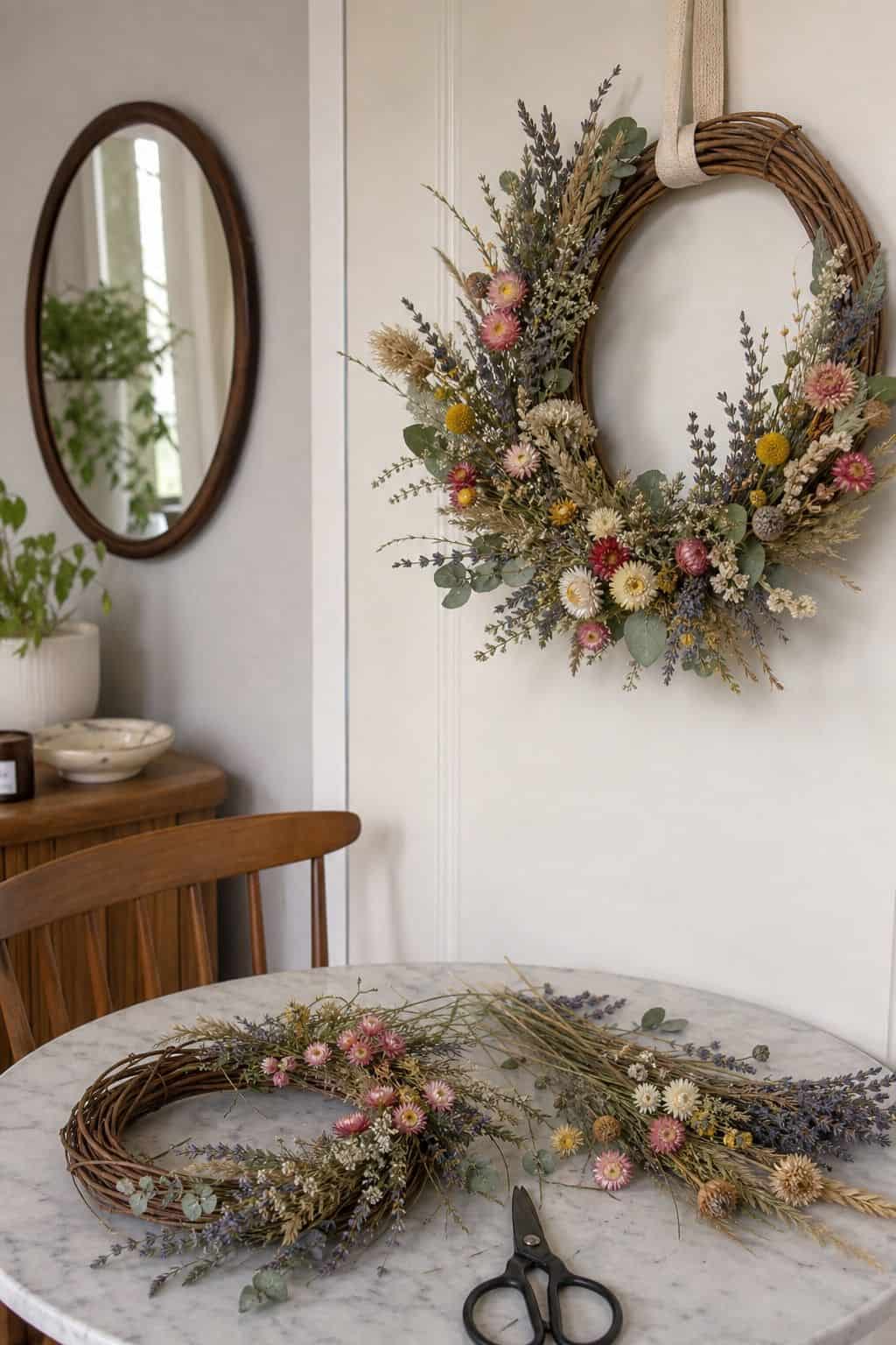 Add Dried Florals for Texture and Longevity small apartment idea for Top 18 Easter Wreath Ideas for a Fresh Spring Front Door.