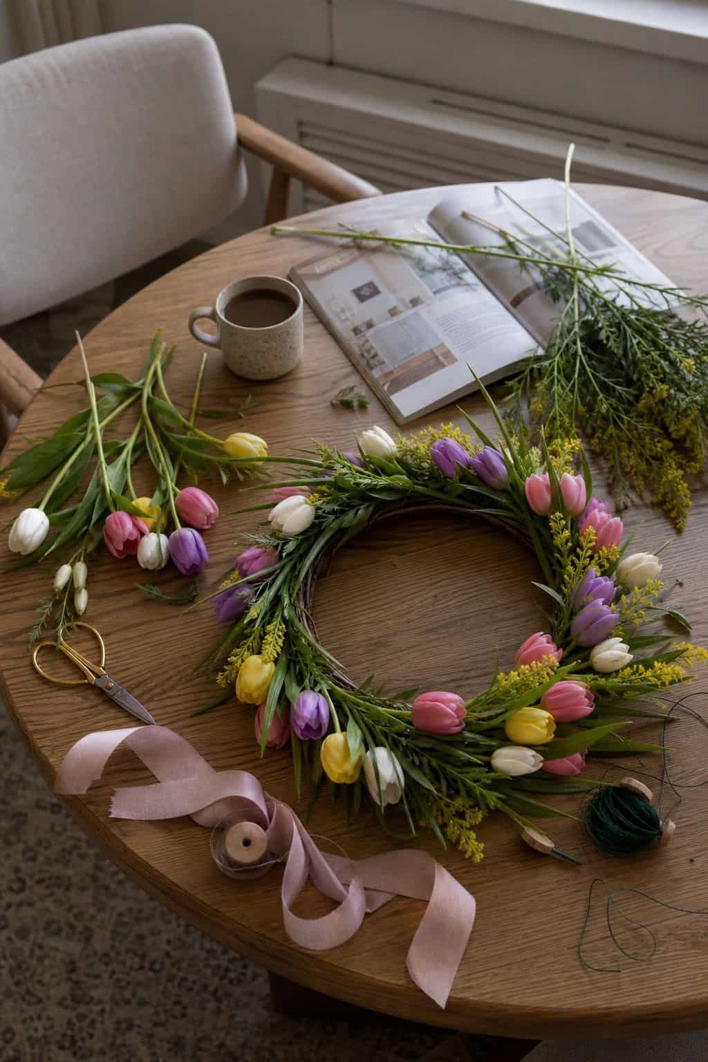 Make a DIY Wreath for a Personal Touch small apartment idea for Top 18 Easter Wreath Ideas for a Fresh Spring Front Door.