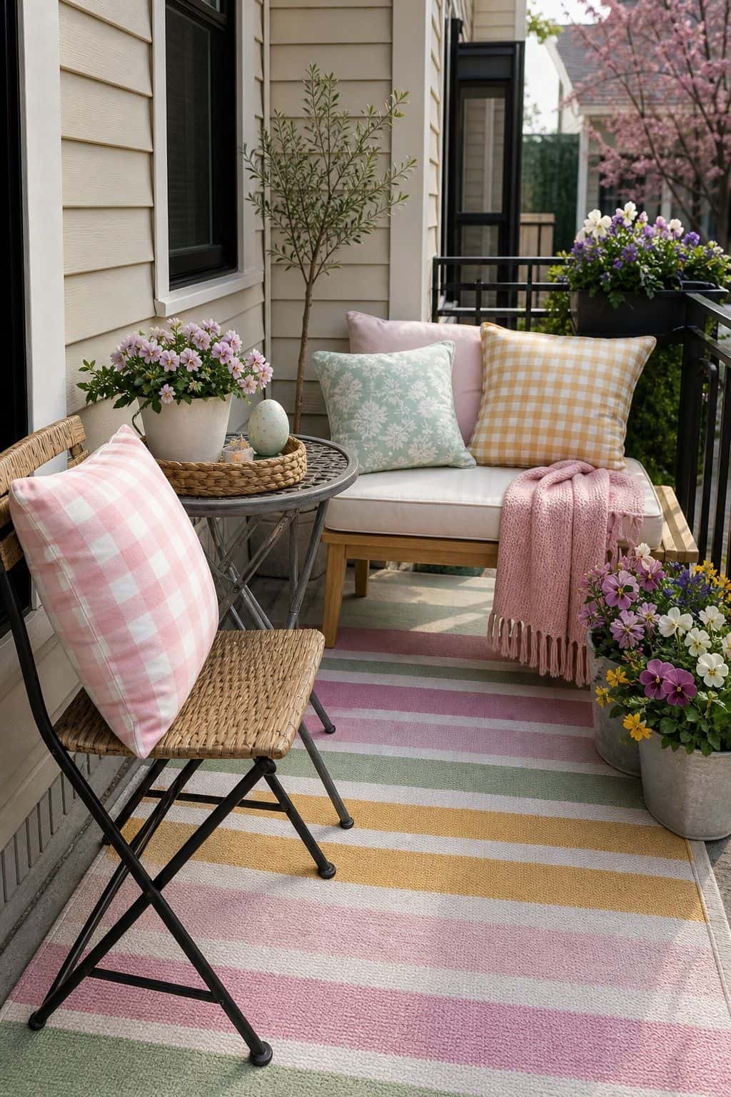 Use Colorful Outdoor Textiles small apartment idea for Top 19 Easter Yard Decoration Ideas for a Charming Outdoor Display.