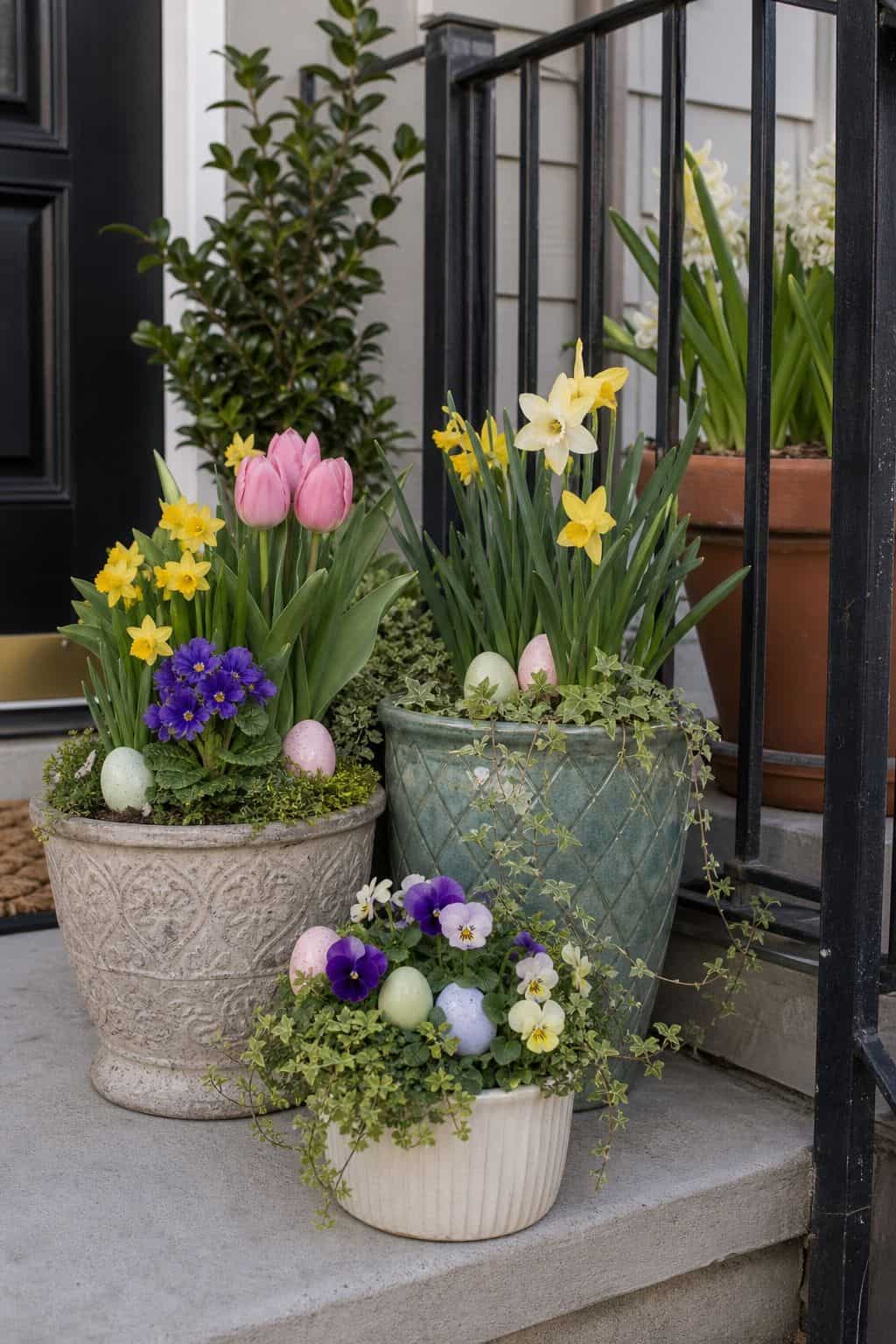Style a Spring Container Garden small apartment idea for Top 19 Easter Yard Decoration Ideas for a Charming Outdoor Display.