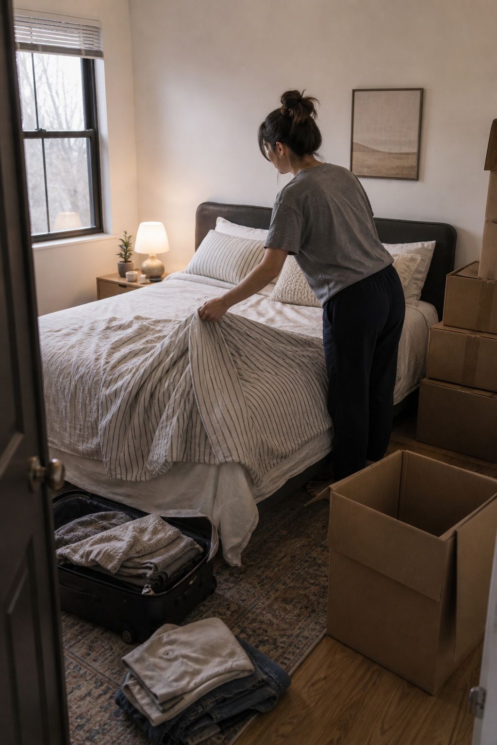 Unpack the Bedroom First small apartment idea for Top 17 Best Tips for Moving Out for a Stress-Free Transition.