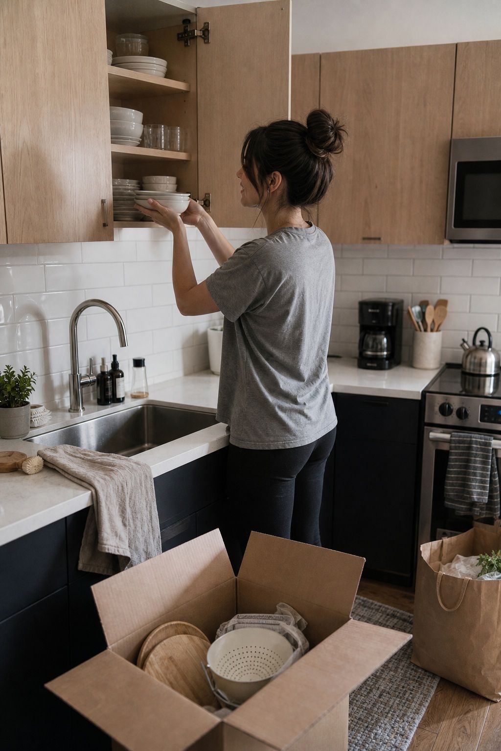 Set Up the Kitchen Day 2 small apartment idea for Top 17 Best Tips for Moving Out for a Stress-Free Transition.