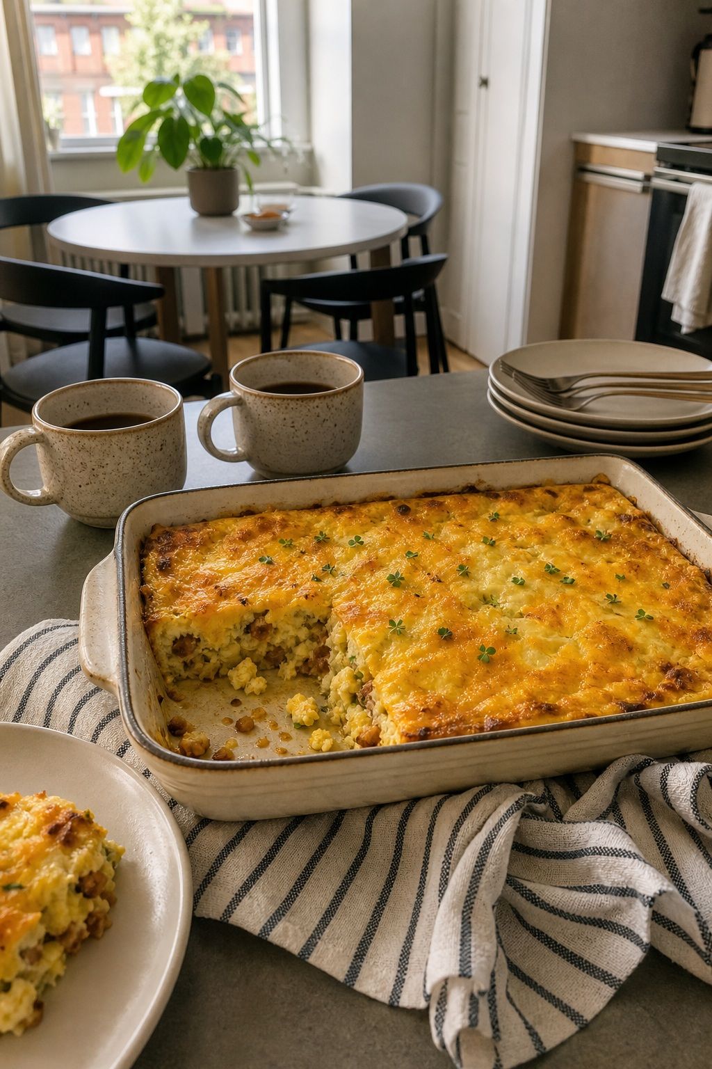 The Egg-and-Cheese Casserole small apartment idea for Top 17 Breakfast Hosting Ideas for Easy Make-Ahead Mornings.