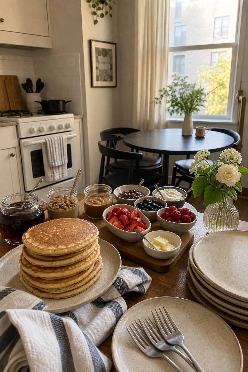 The Pancake-Bar Setup small apartment idea for Top 17 Breakfast Hosting Ideas for Easy Make-Ahead Mornings.
