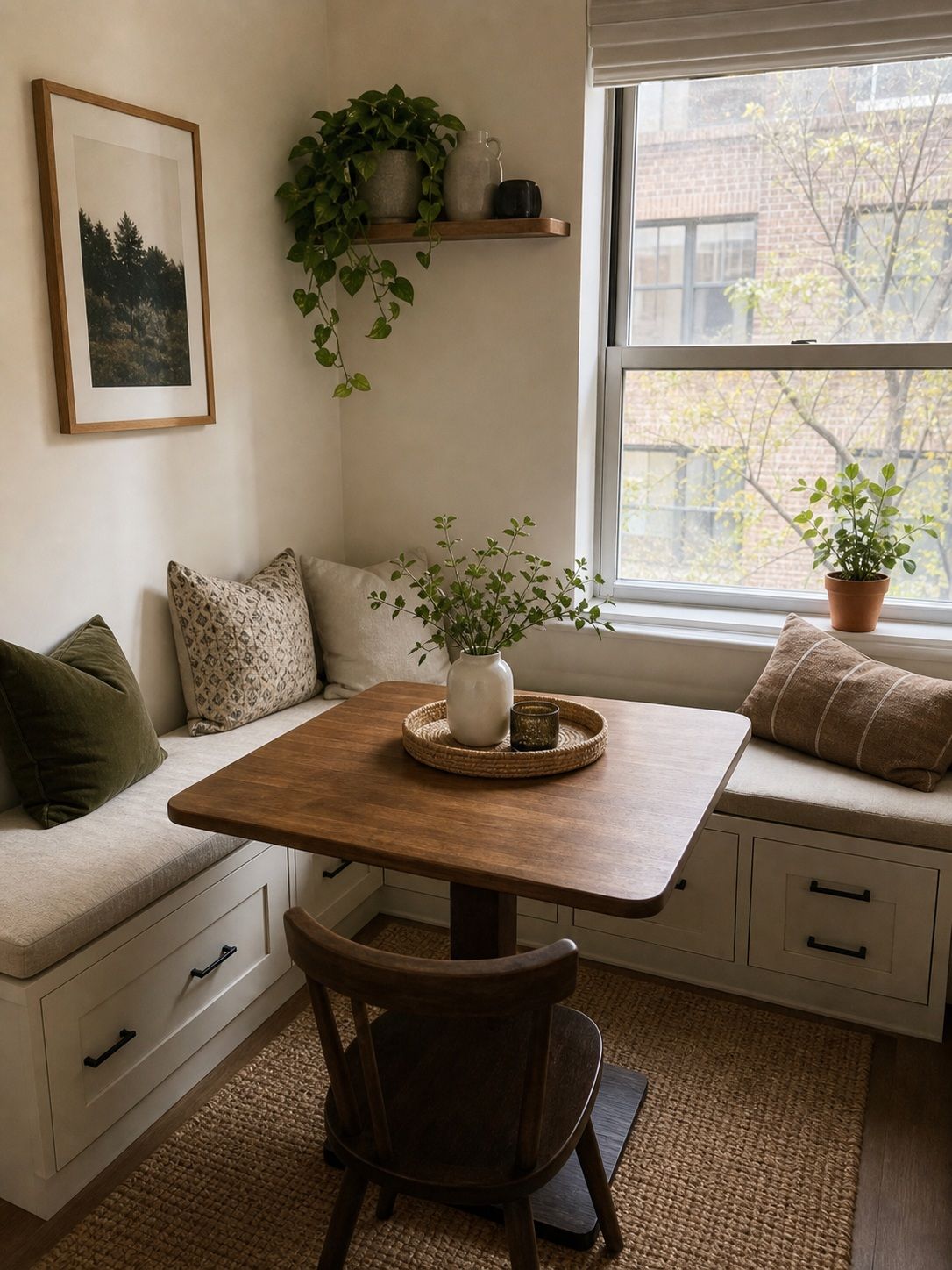 L-Shaped Corner Bench with Storage small apartment idea for Top 15 Breakfast Nook Ideas for Small Apartments.