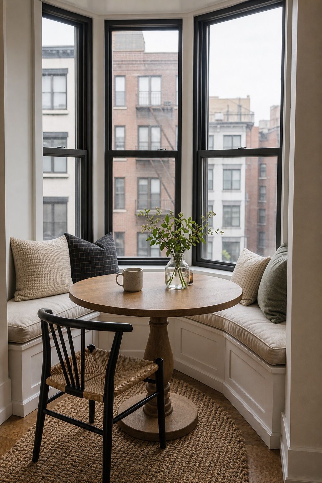 Bay Window Nook with Wrap-Around Seating small apartment idea for Top 15 Breakfast Nook Ideas for Small Apartments.