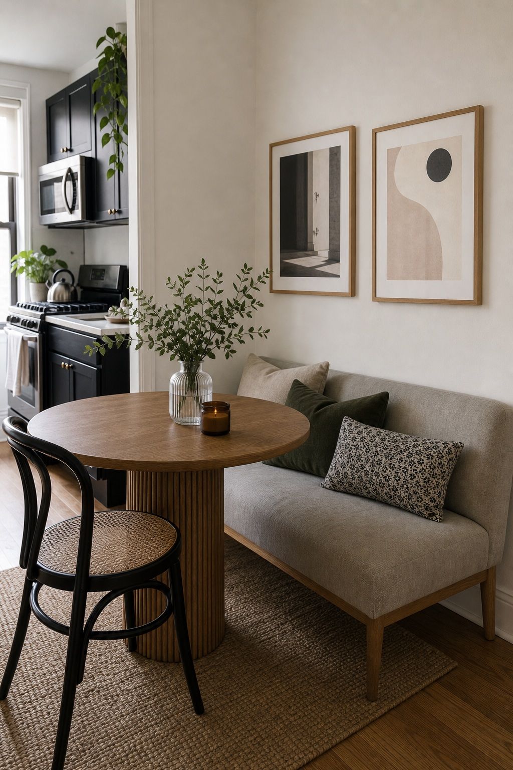 Freestanding Banquette (Rental-Friendly) small apartment idea for Top 15 Breakfast Nook Ideas for Small Apartments.