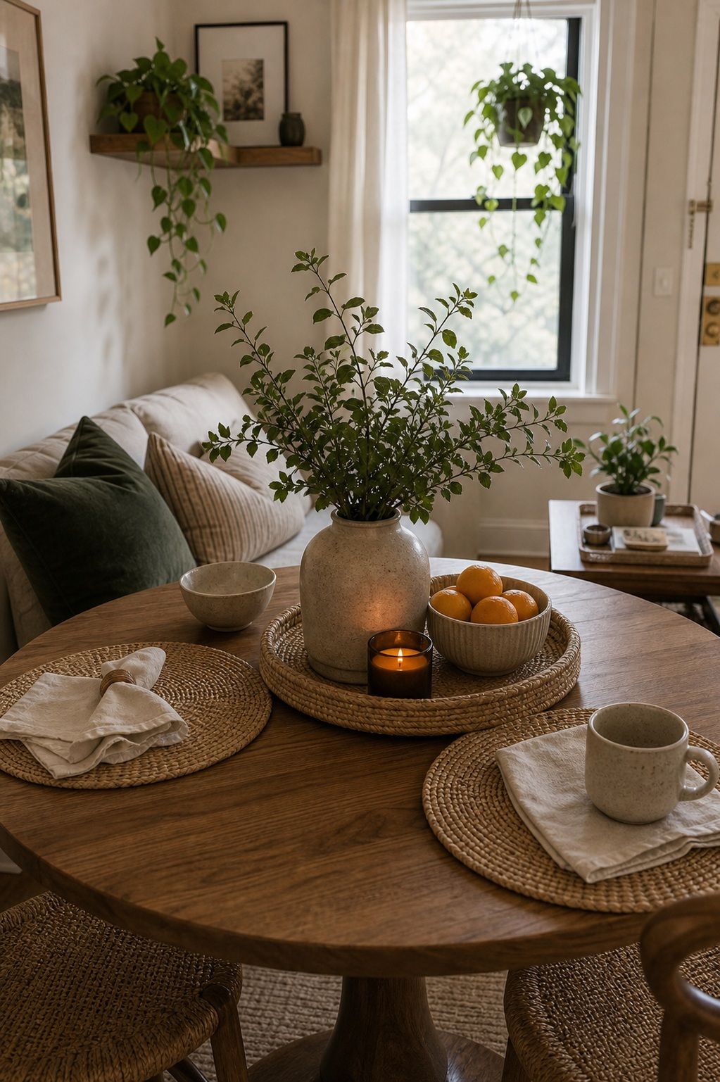 Style the Table with a Permanent Centerpiece small apartment idea for Top 15 Breakfast Nook Ideas for Small Apartments.