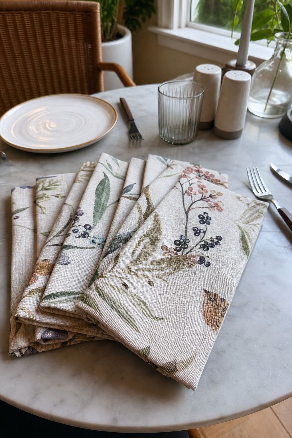 Botanical Print Linen Napkins Set of 6 small apartment idea for 15 Brunch Hosting Essentials From Amazon for a Beautiful Table.