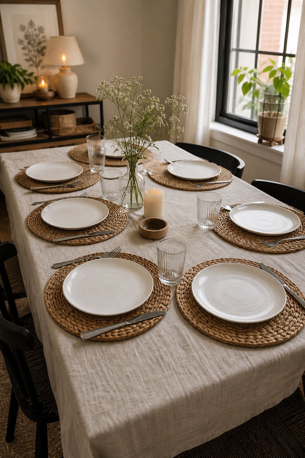 Round Woven Rattan Placemats Set of 6 small apartment idea for 15 Brunch Hosting Essentials From Amazon for a Beautiful Table.