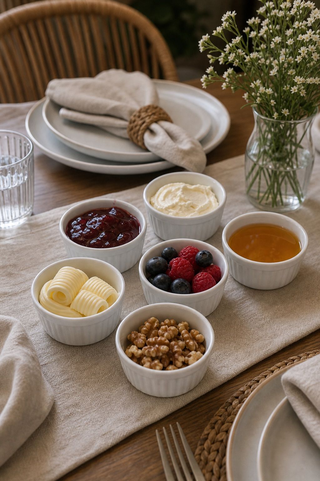 Mini White Ceramic Condiment Bowls Set of 6 small apartment idea for 15 Brunch Hosting Essentials From Amazon for a Beautiful Table.