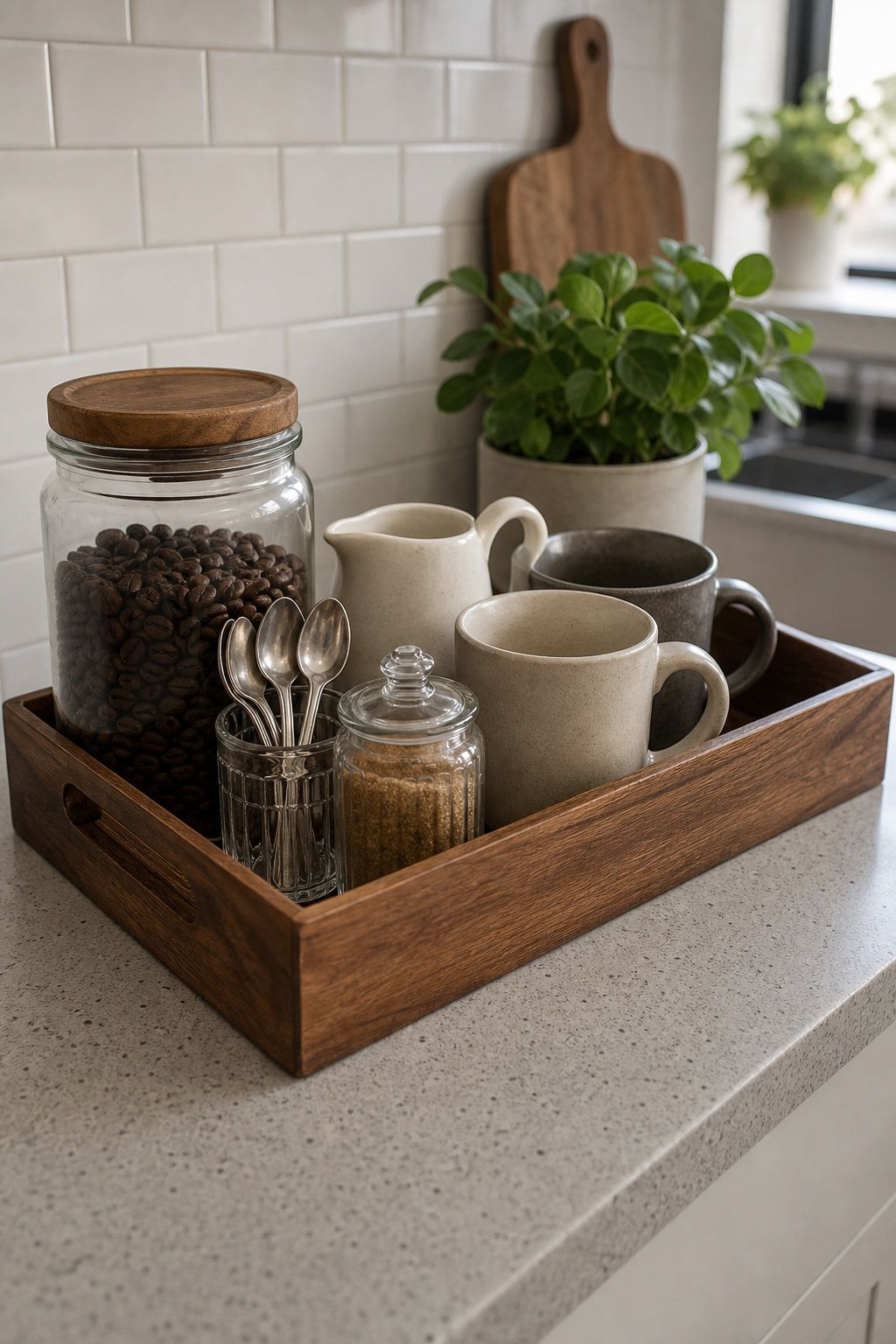 Wooden Coffee Station Tray Organizer small apartment idea for 15 Brunch Hosting Essentials From Amazon for a Beautiful Table.