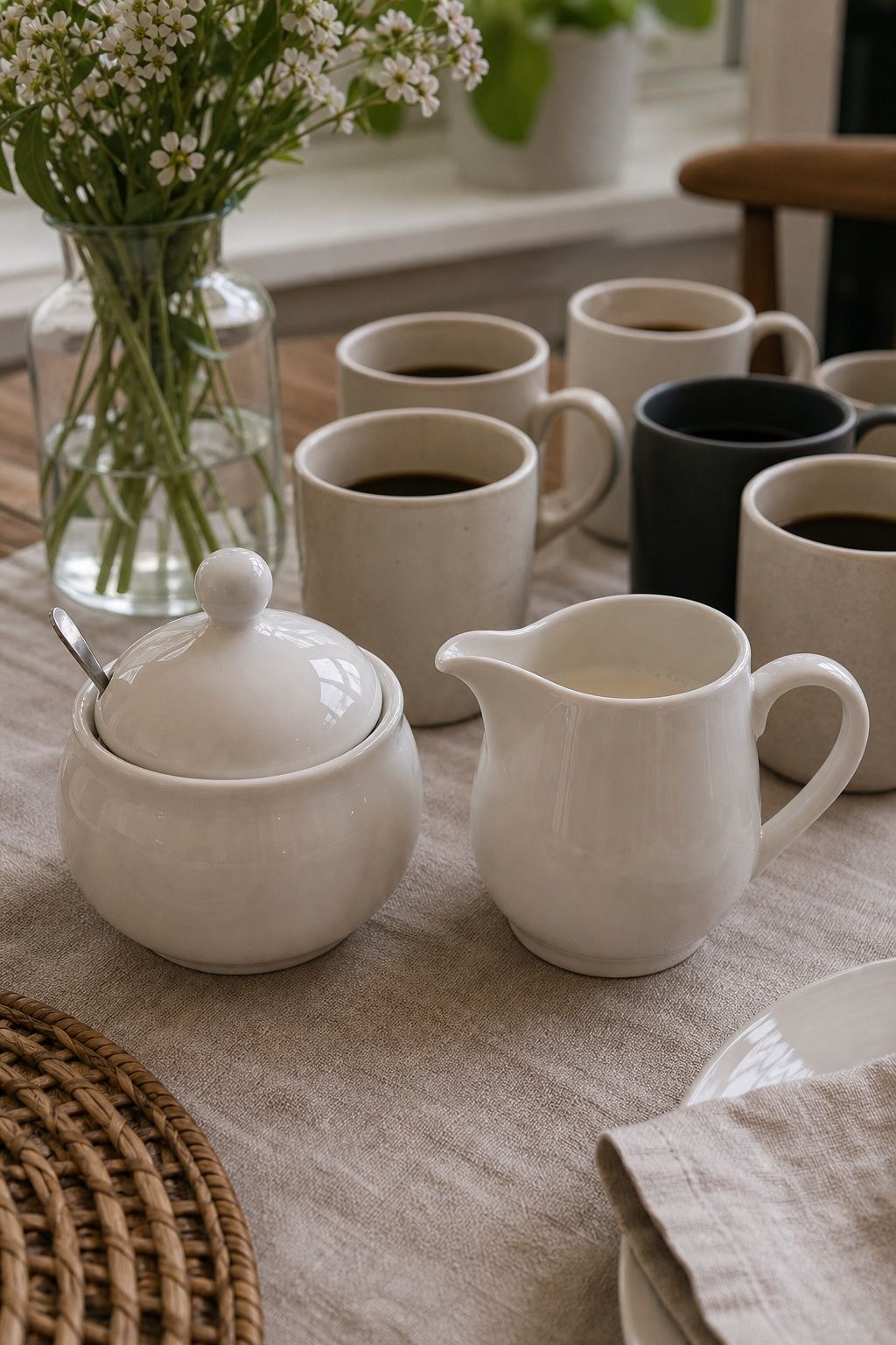White Farmhouse Sugar Bowl and Creamer Set small apartment idea for 15 Brunch Hosting Essentials From Amazon for a Beautiful Table.