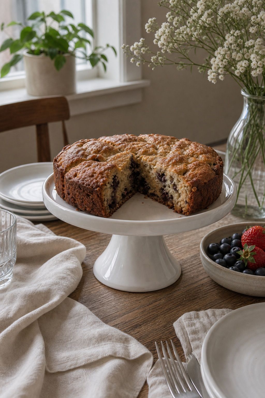 White Ceramic Single-Tier Pedestal Cake Stand small apartment idea for 15 Brunch Hosting Essentials From Amazon for a Beautiful Table.