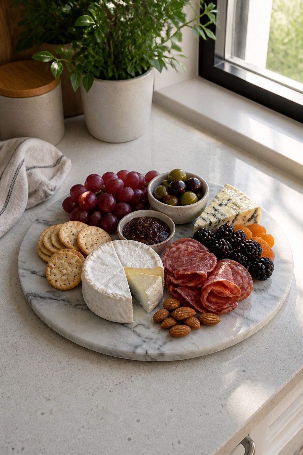 Round Marble Cheese Board 12-inch small apartment idea for 15 Charcuterie Board Essentials From Amazon for the Perfect Spread.