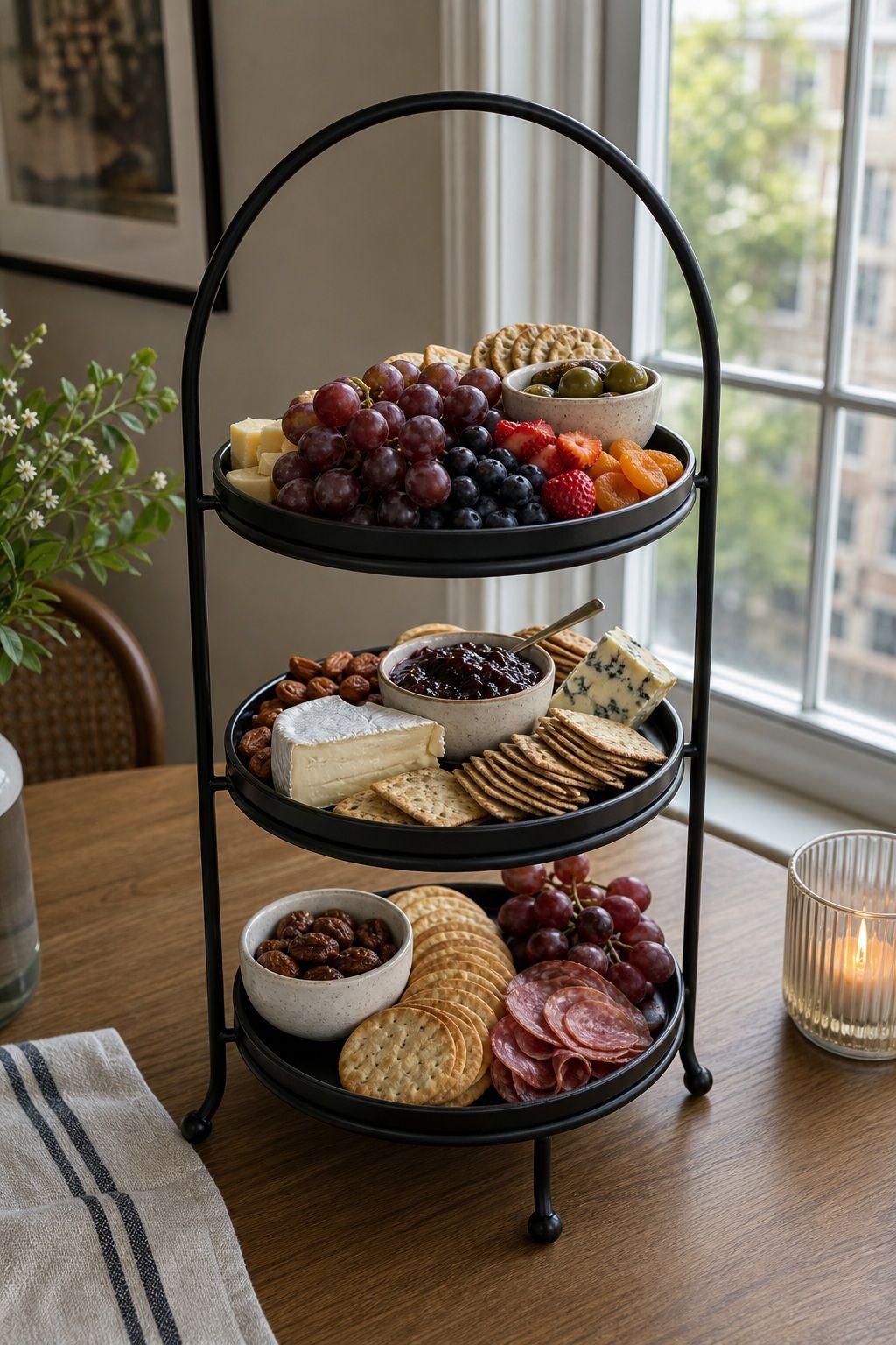 3-Tier Metal Serving Stand small apartment idea for 15 Charcuterie Board Essentials From Amazon for the Perfect Spread.