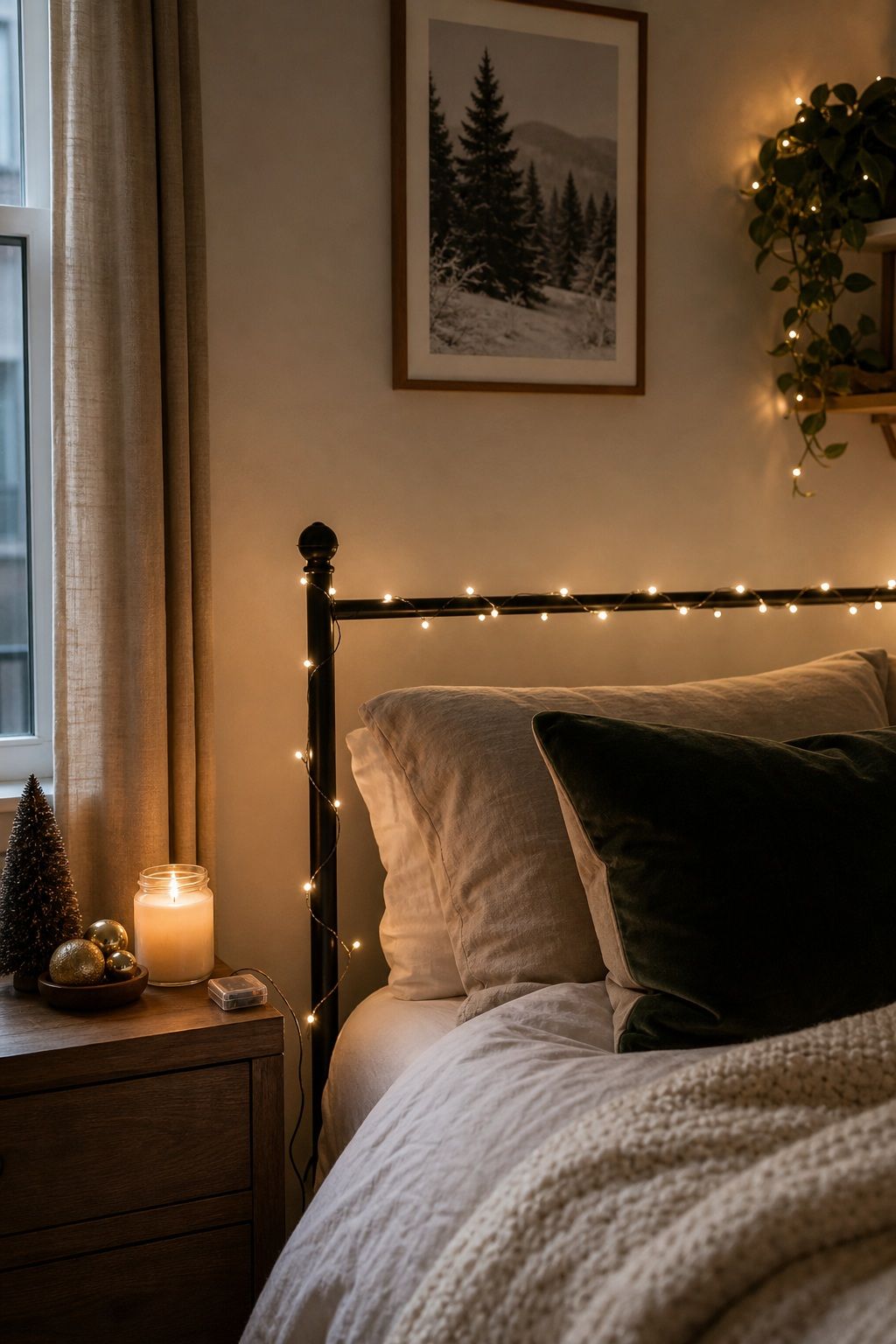 String Battery-Operated Twinkle Lights small apartment idea for Top 16 Christmas Bedroom Decor Ideas for Small Apartments.