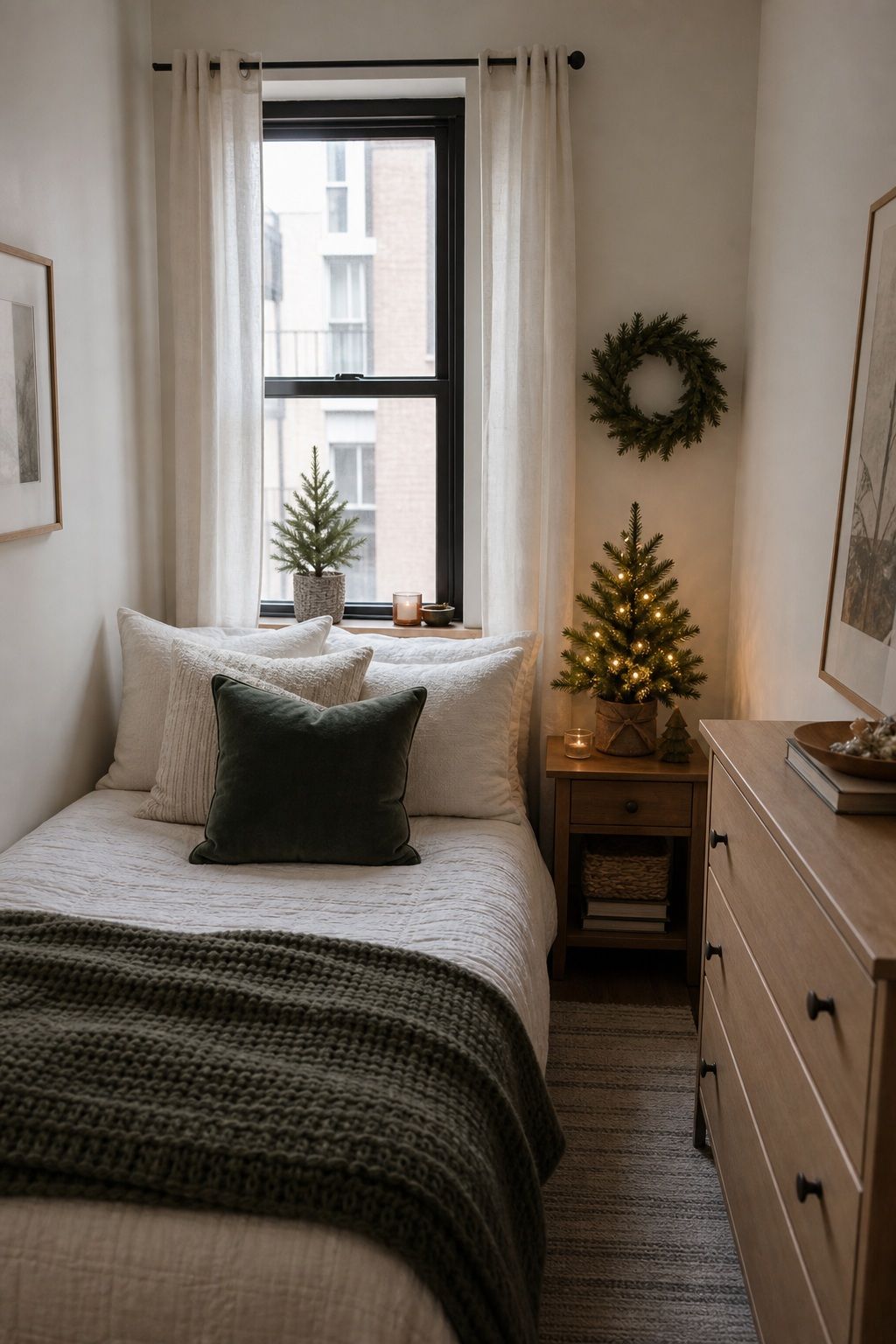 Small-Space Bedroom Scale-Down small apartment idea for Top 16 Christmas Bedroom Decor Ideas for Small Apartments.