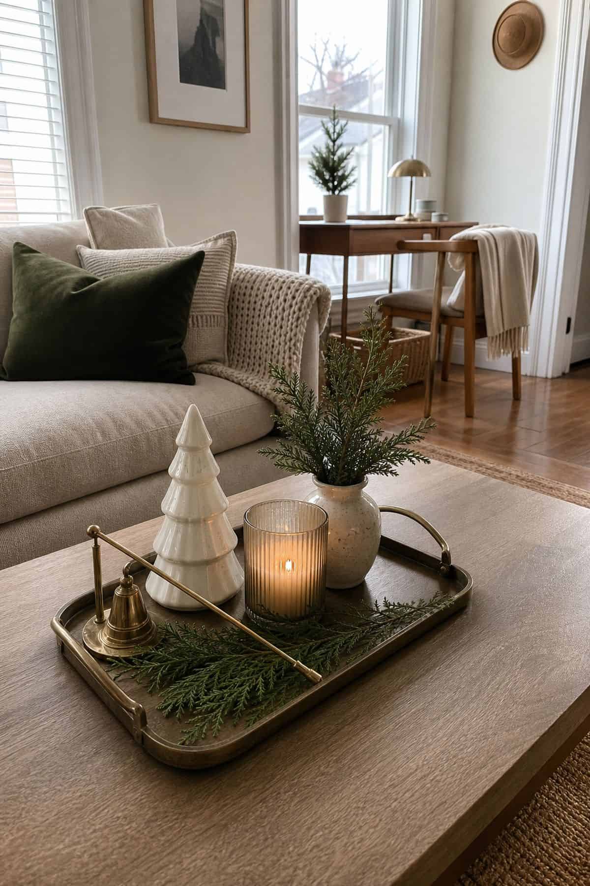 Keep a Consistent Holiday Palette small apartment idea for Top 17 Christmas Coffee Table Decor Ideas for Small Spaces.