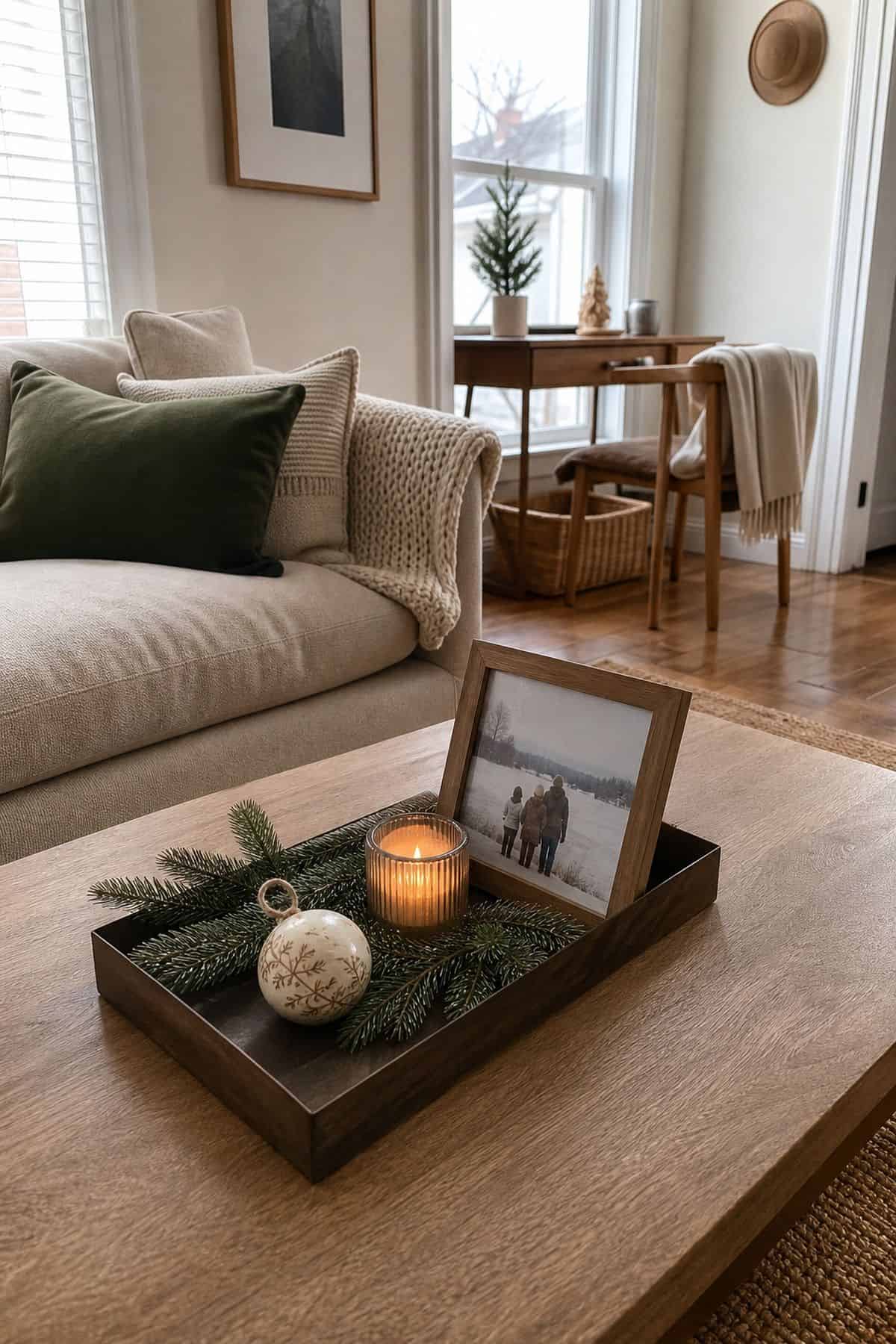 Add a Personal or Sentimental Touch small apartment idea for Top 17 Christmas Coffee Table Decor Ideas for Small Spaces.