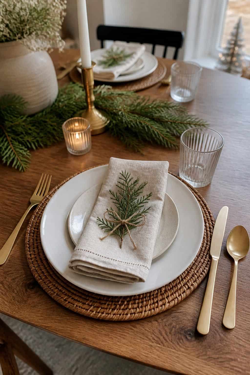 Layer Each Place Setting small apartment idea for Top 18 Christmas Dining Table Decor Ideas for Small-Space Hosting.