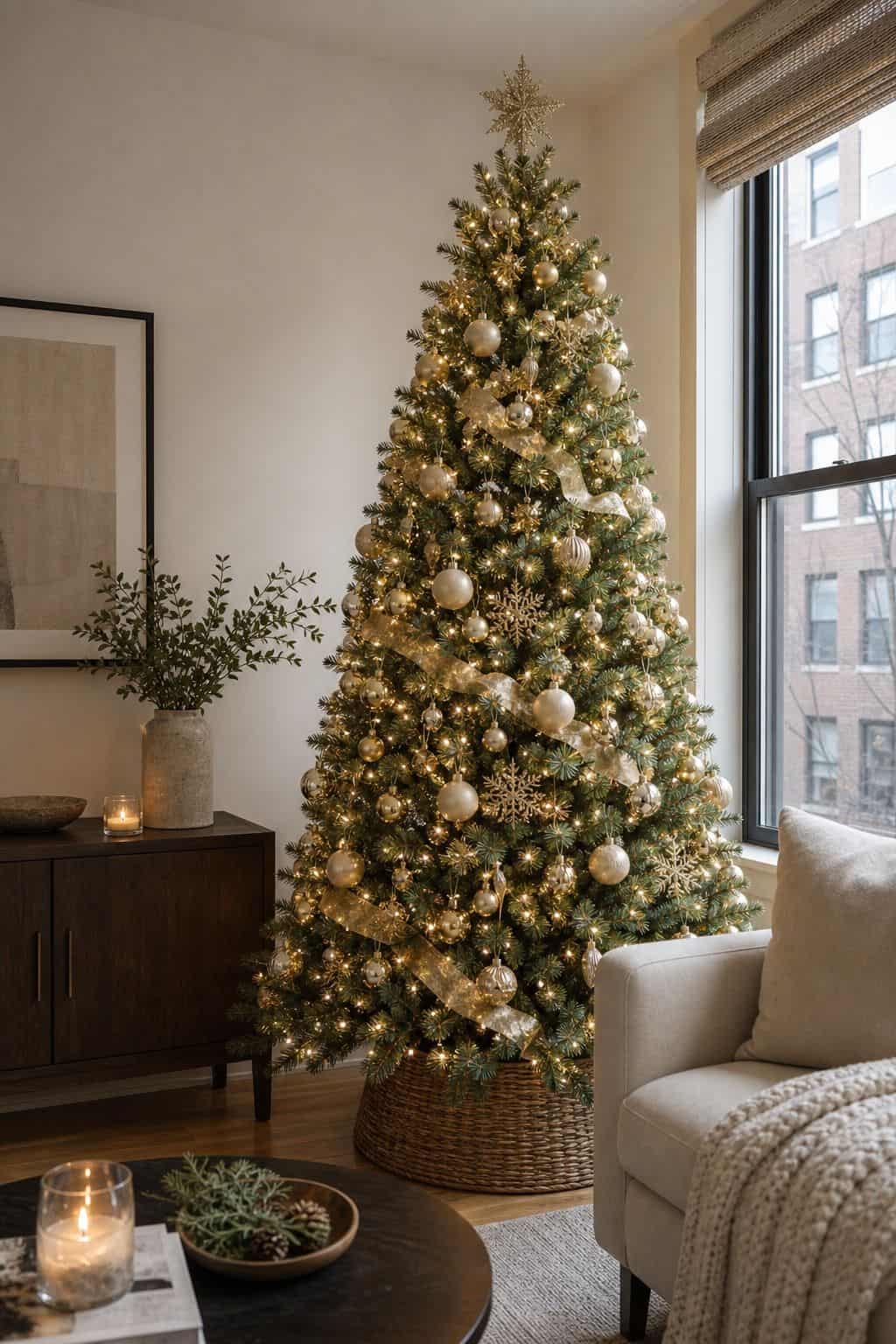Or Build the Champagne and Gold Tree small apartment idea for Top 17 Christmas Tree Decor Ideas for Small Apartments.