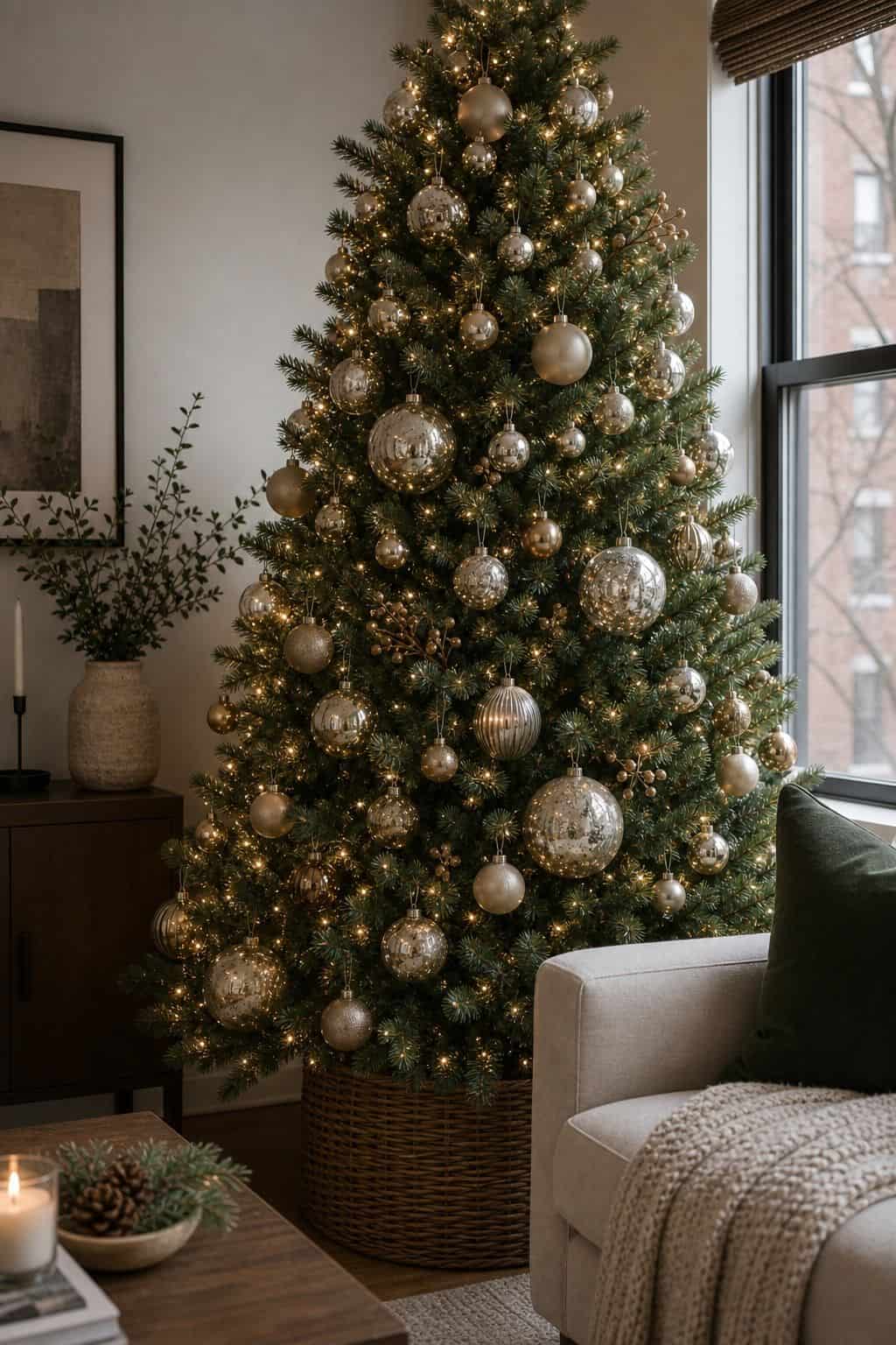 Layer in Mercury Glass for Depth small apartment idea for Top 17 Christmas Tree Decor Ideas for Small Apartments.