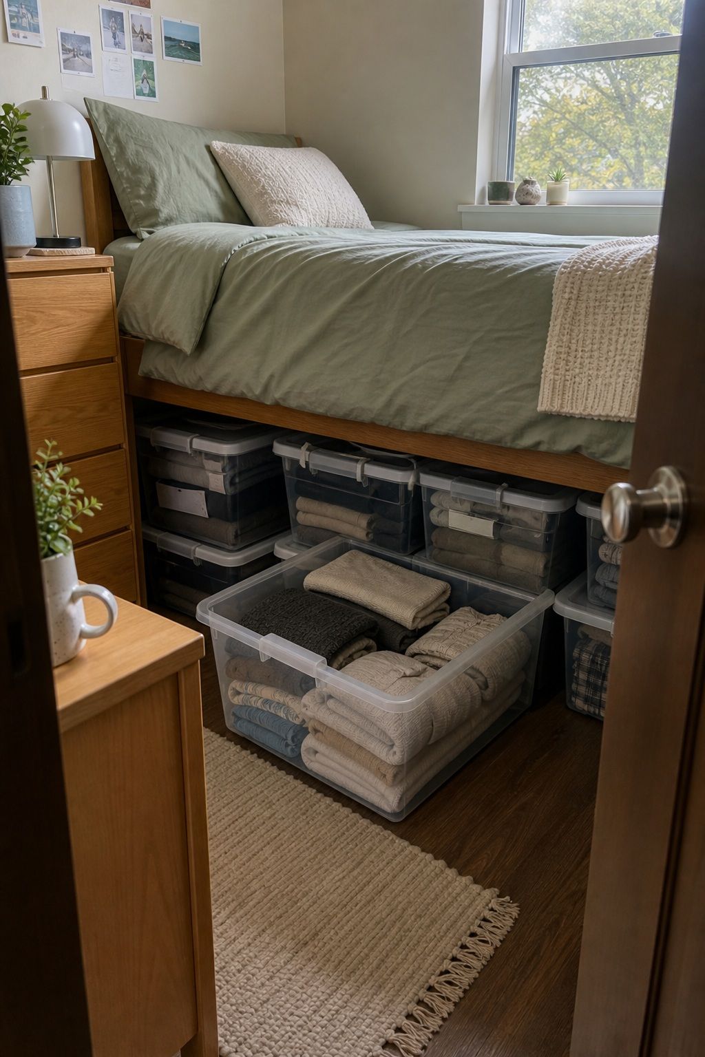 Under-Bed Bins small apartment idea for The Complete College Dorm Checklist of 18 Essentials Freshmen Forget.