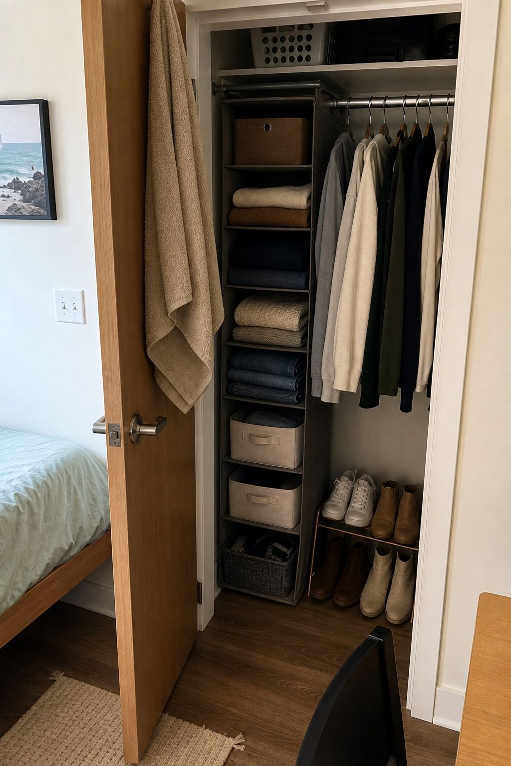 Closet Organizer small apartment idea for The Complete College Dorm Checklist of 18 Essentials Freshmen Forget.