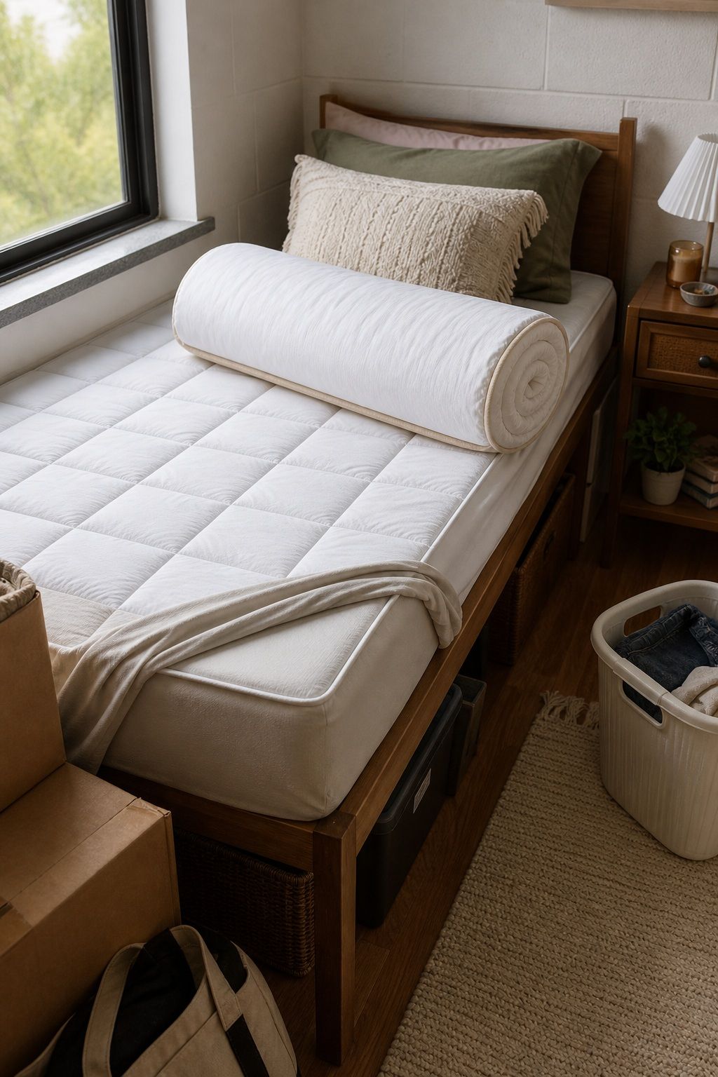 Mattress Topper small apartment idea for Top 18 College Dorm Essentials You Will Use Every Single Day.