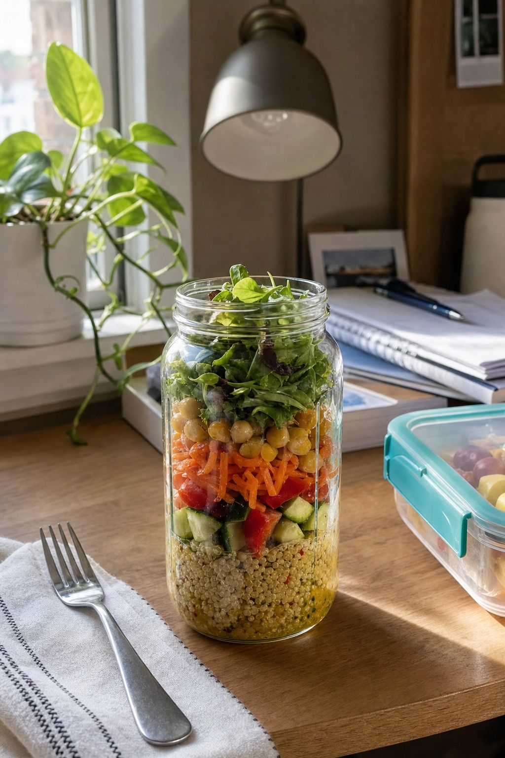 Mason-Jar Salad small apartment idea for Top 17 College Dorm Food Ideas for Make-Ahead Meals and Easy Snacks.