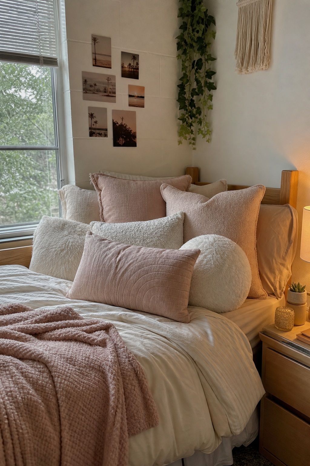 Throw Pillows in Matching Tones small apartment idea for Top 17 College Dorm Room Ideas for Girls That Feel Cute and Cozy.