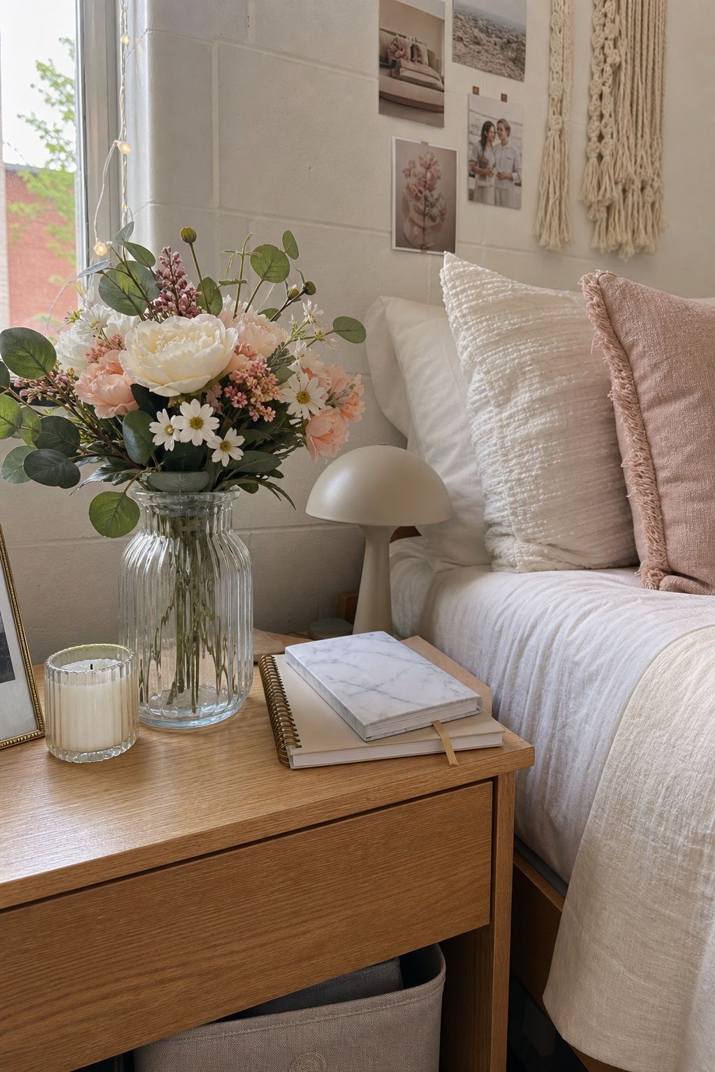 Faux Flower Vase small apartment idea for Top 17 College Dorm Room Ideas for Girls That Feel Cute and Cozy.