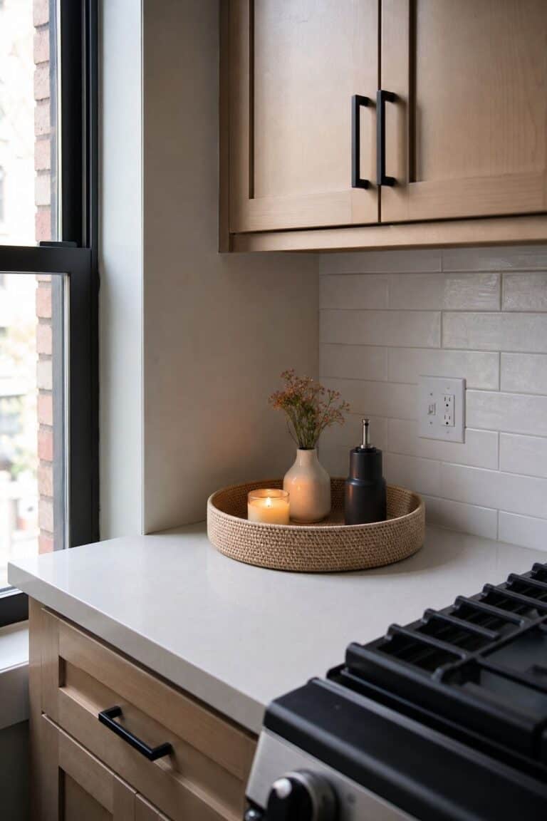 Decorative Tray small apartment idea for Top 17 Corner Countertop Decor Ideas for Small Apartments.