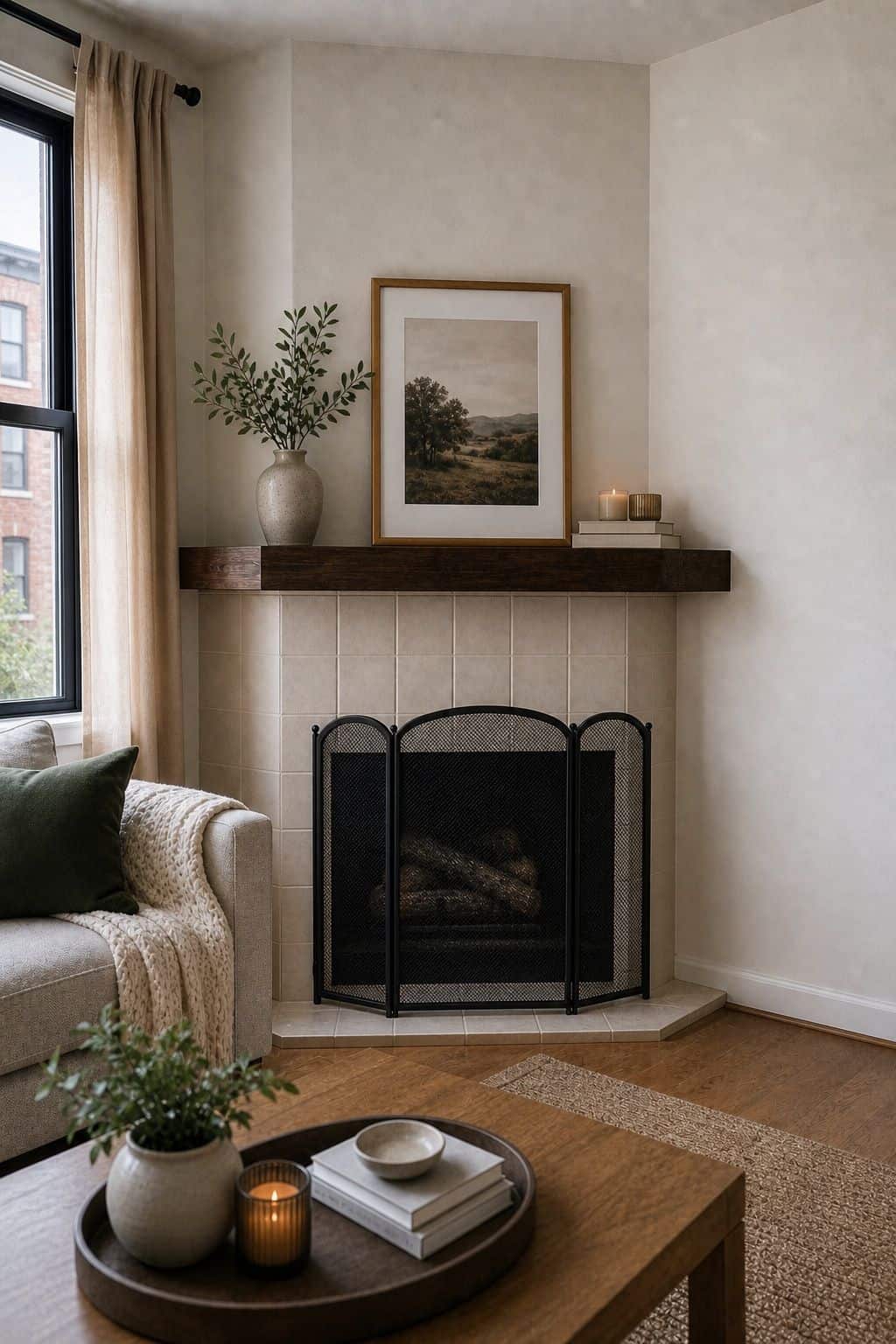 Fireplace Screen small apartment idea for Top 17 Corner Fireplace Decor Ideas for Small Apartments.